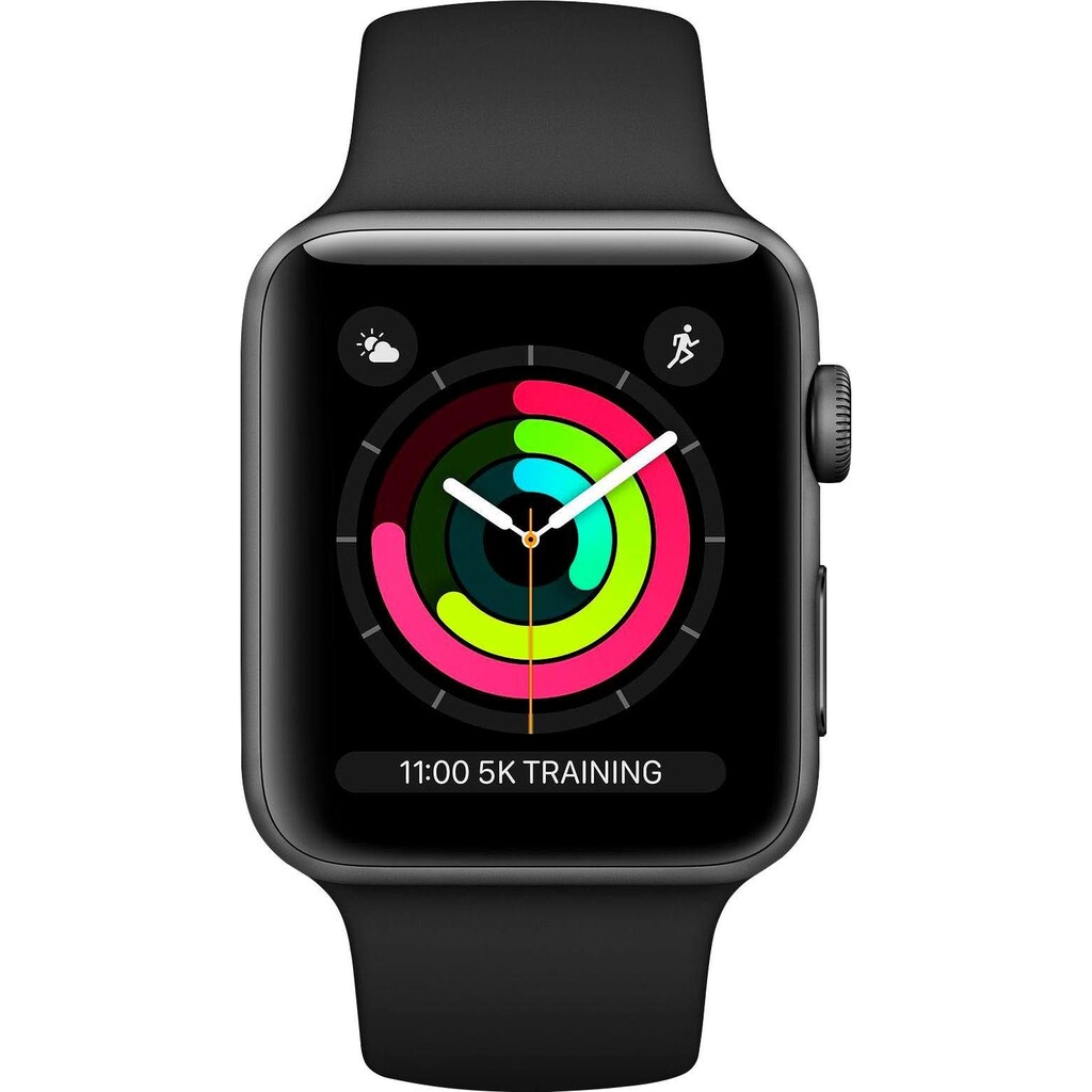 Apple Watch »Series 3 GPS, 42 mm Aluminium-Gehäuse mit Sportarmband«, (Watch OS 5)