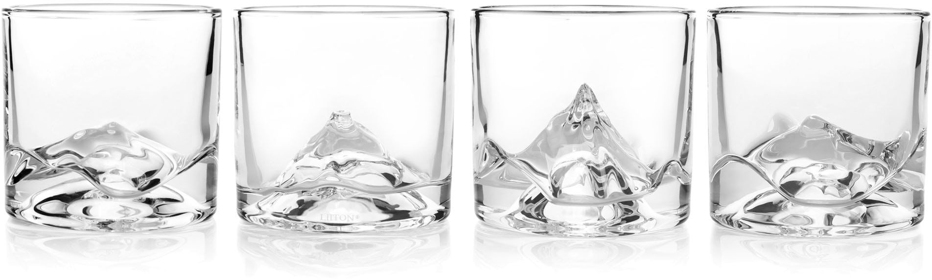 LIITON Whiskyglas »The Peaks«, (Set, 4 tlg.), dicker Glasboden als Bergmotiv, 4-teilig