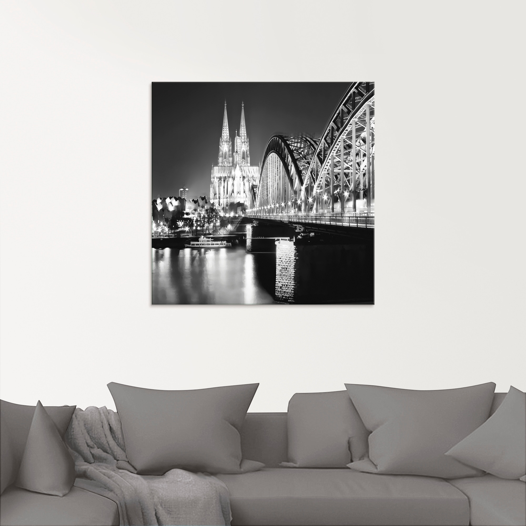 Artland Glasbild »Köln Skyline Abstrakte Collage 19« Brücken 1 Stk. tlg. in verschiedenen Größen