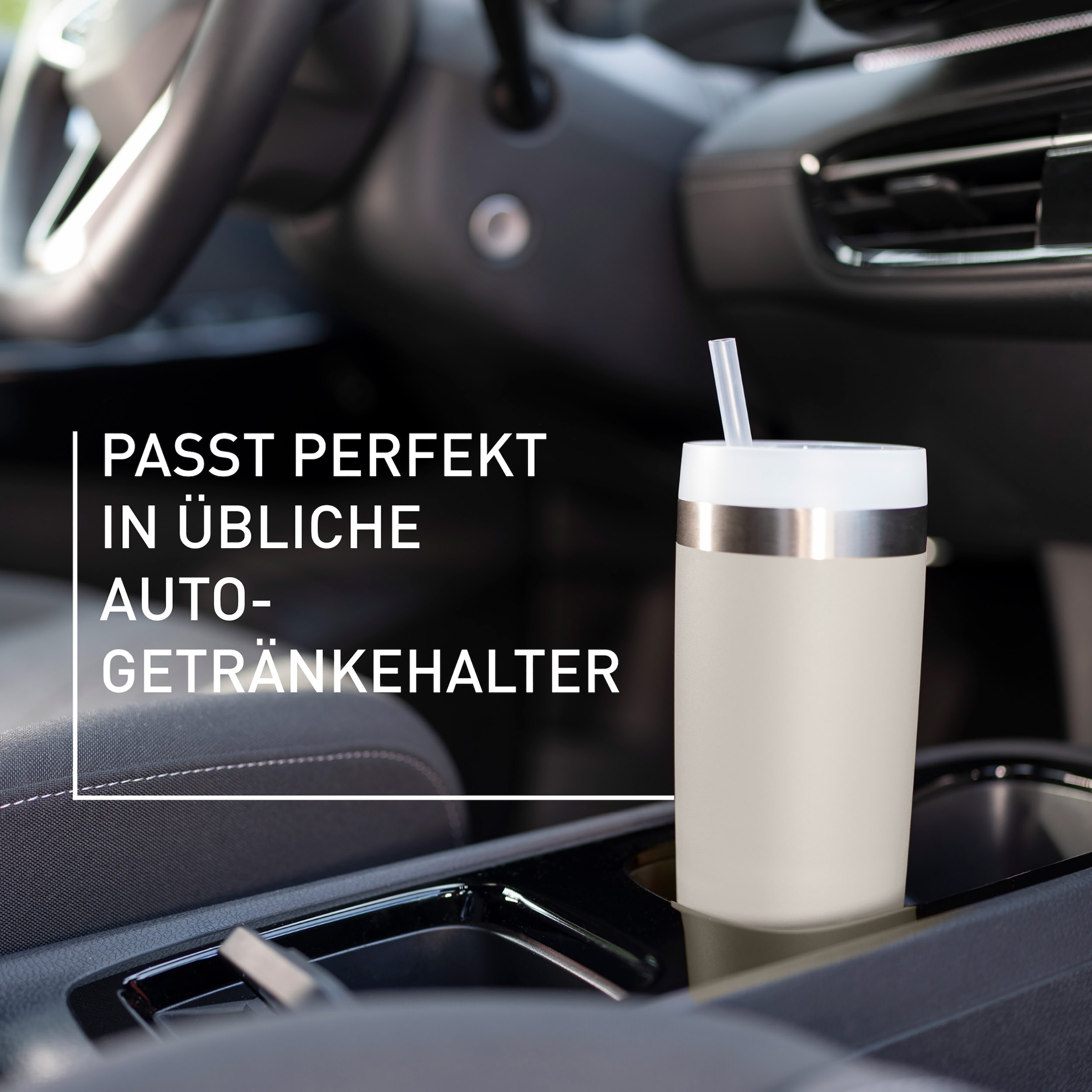 Emsa Isolierflasche »Travel Mug Cool³« 3 Deckelpositionen, für gängige Autohalterungen, inkl. Strohhalm