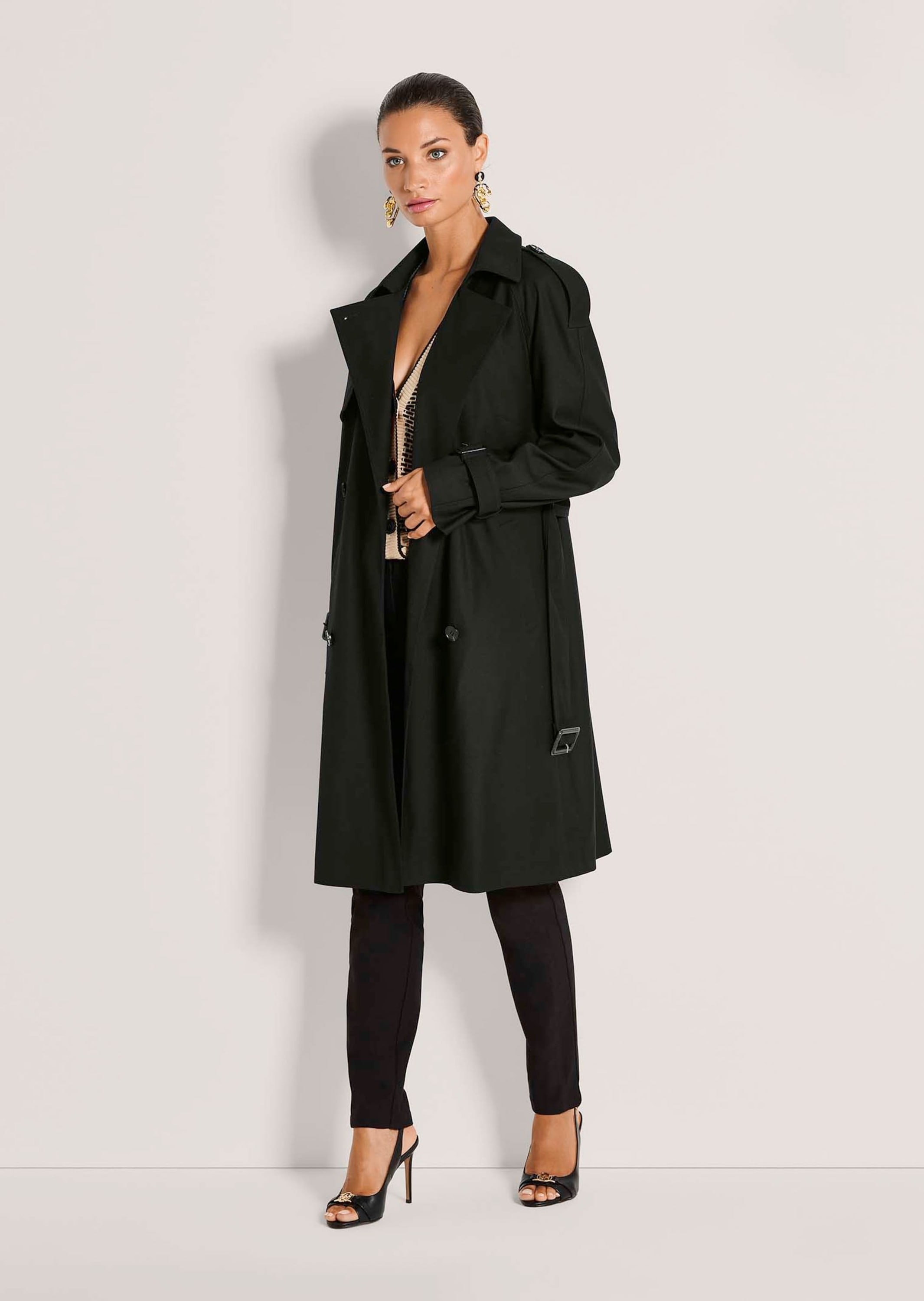 MADELEINE Trenchcoat »Trenchcoat Eleganter Doppelreiher mit Gürtel« Einseitiger Kollar