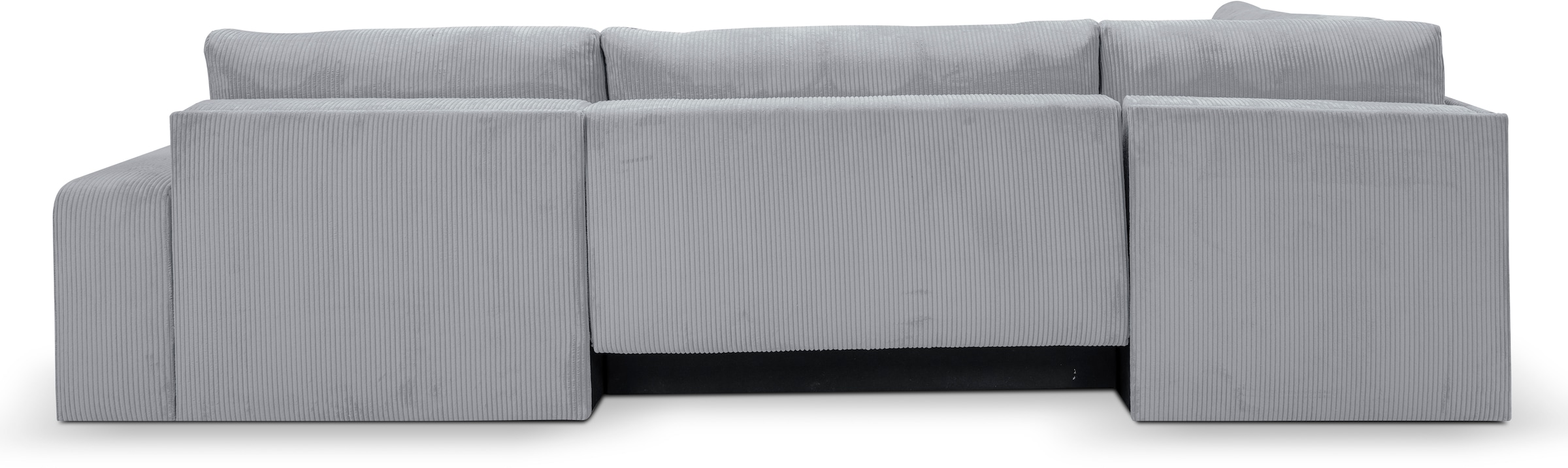 WERK2 Wohnlandschaft »Rotterdam-U, U-Form, in kuschelweichem Cord oder Breitcord« Design Sofa mit Schlaffunktion & Bettkasten, Cord, Grau