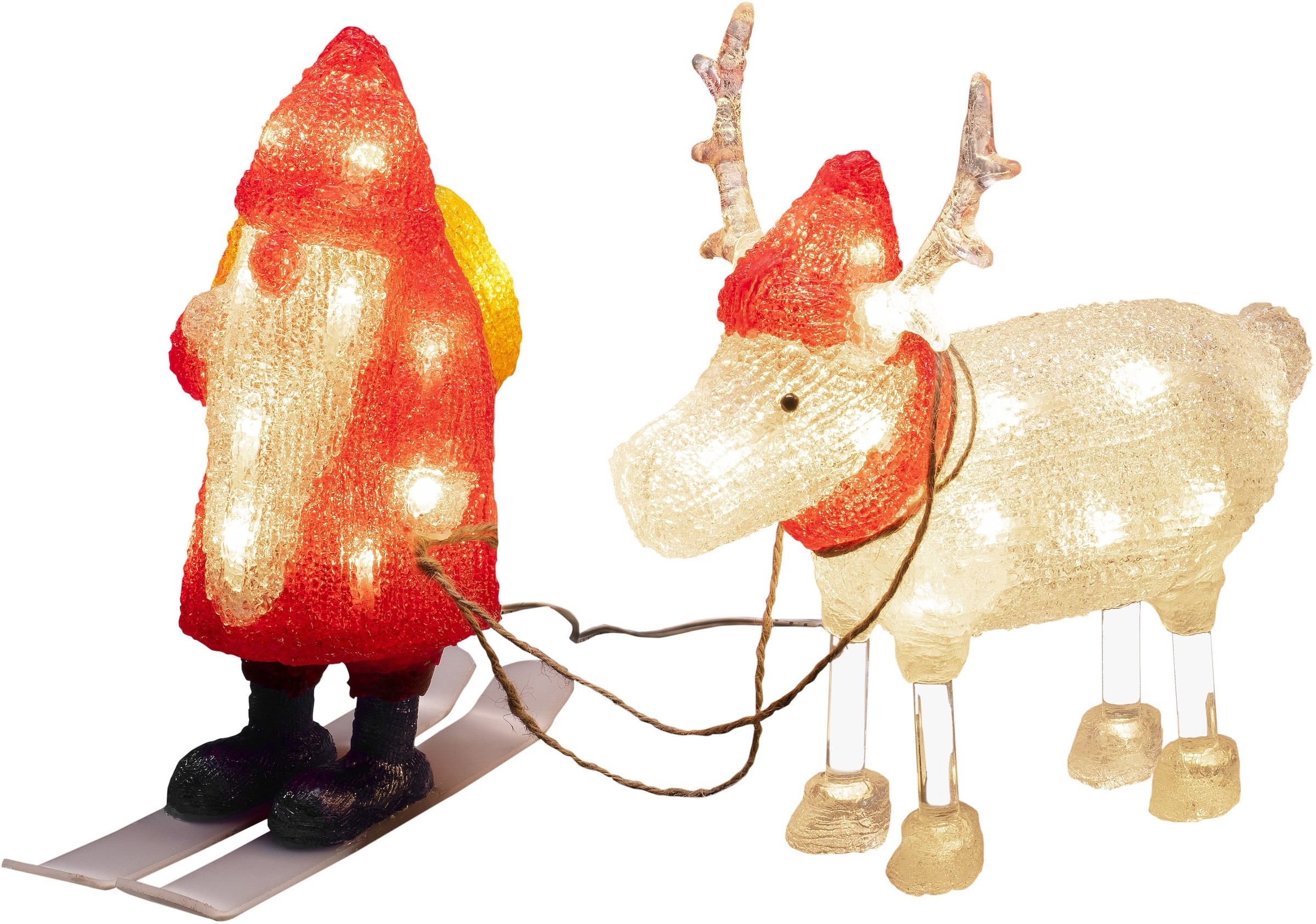 Weihnachtsmann warm KONSTSMIDE kaufen 3 Jahren »Acryl rot online 40 Garantie Rentier, | mit Dekofigur und LED Dioden weiße Weihnachtsdeko aussen«, XXL