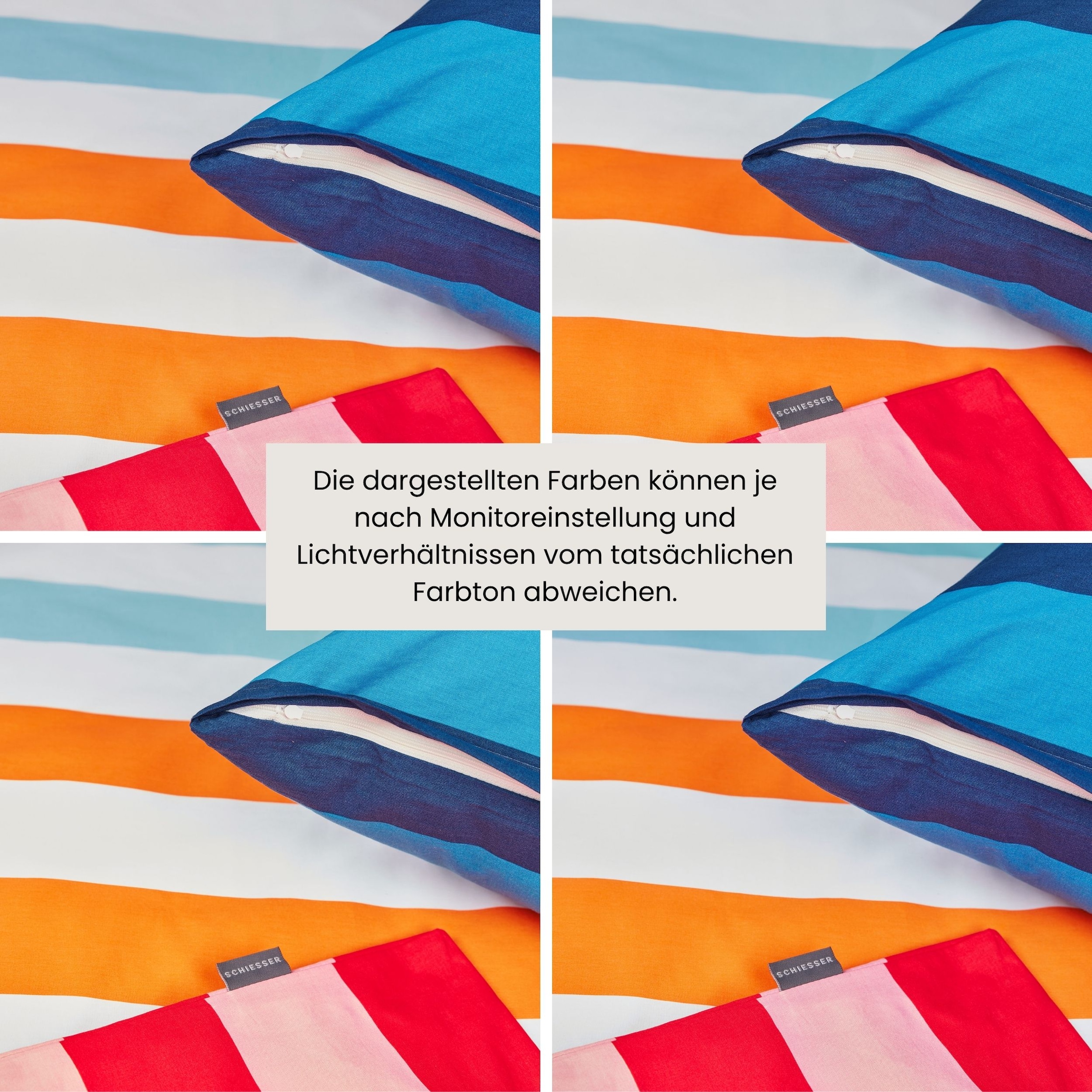 Schiesser Bettwäsche »Happy Stripe aus weicher Baumwolle und jeder Menge bunter Streifen« 2 Stk. OEKO-TEX® MADE IN GREEN