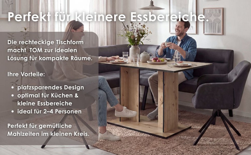 byLIVING Säulen-Esstisch »TOM« Artisan Eiche (Eiche-Optik), 100 kg, 4 Sitzplätze, Säule: 25 x 56,6 cm