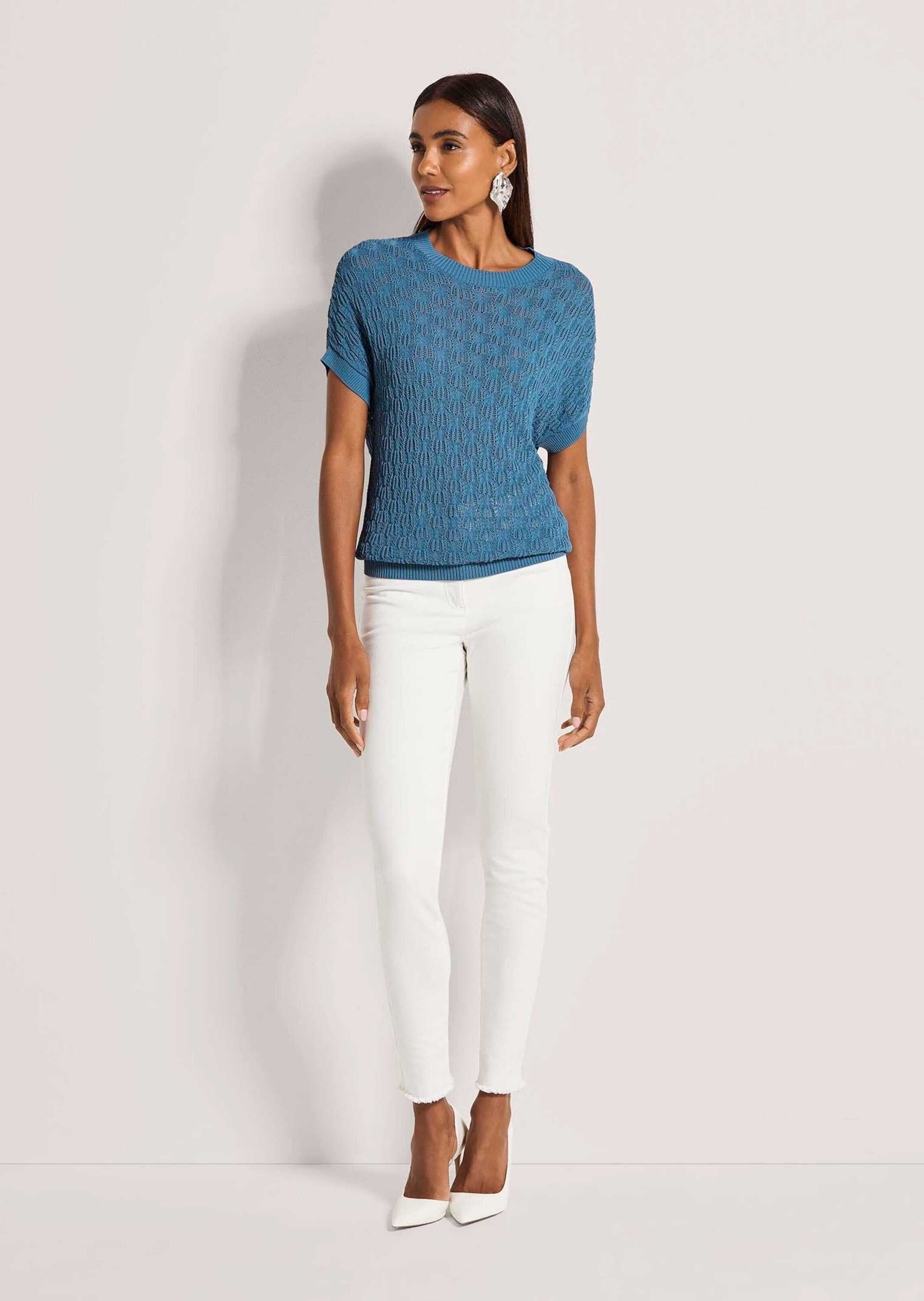 MADELEINE Longpullover »Strickpullover Viskosepullover mit Ajour-Muster« Luftiges Ajour-Muster