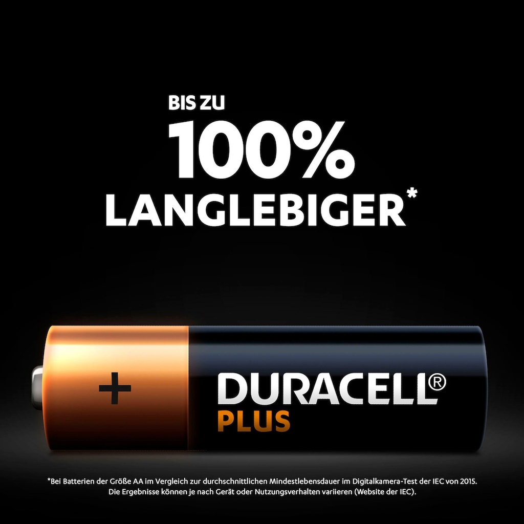 Duracell Batterie »20+ 20 Pack: 20x Mignon/AA/LR06 + 20x Micro/AAA/LR03«, LR03, 1,5 V, (Spar-Set, 40 St., Alkaline Batterie, 40 Stück)