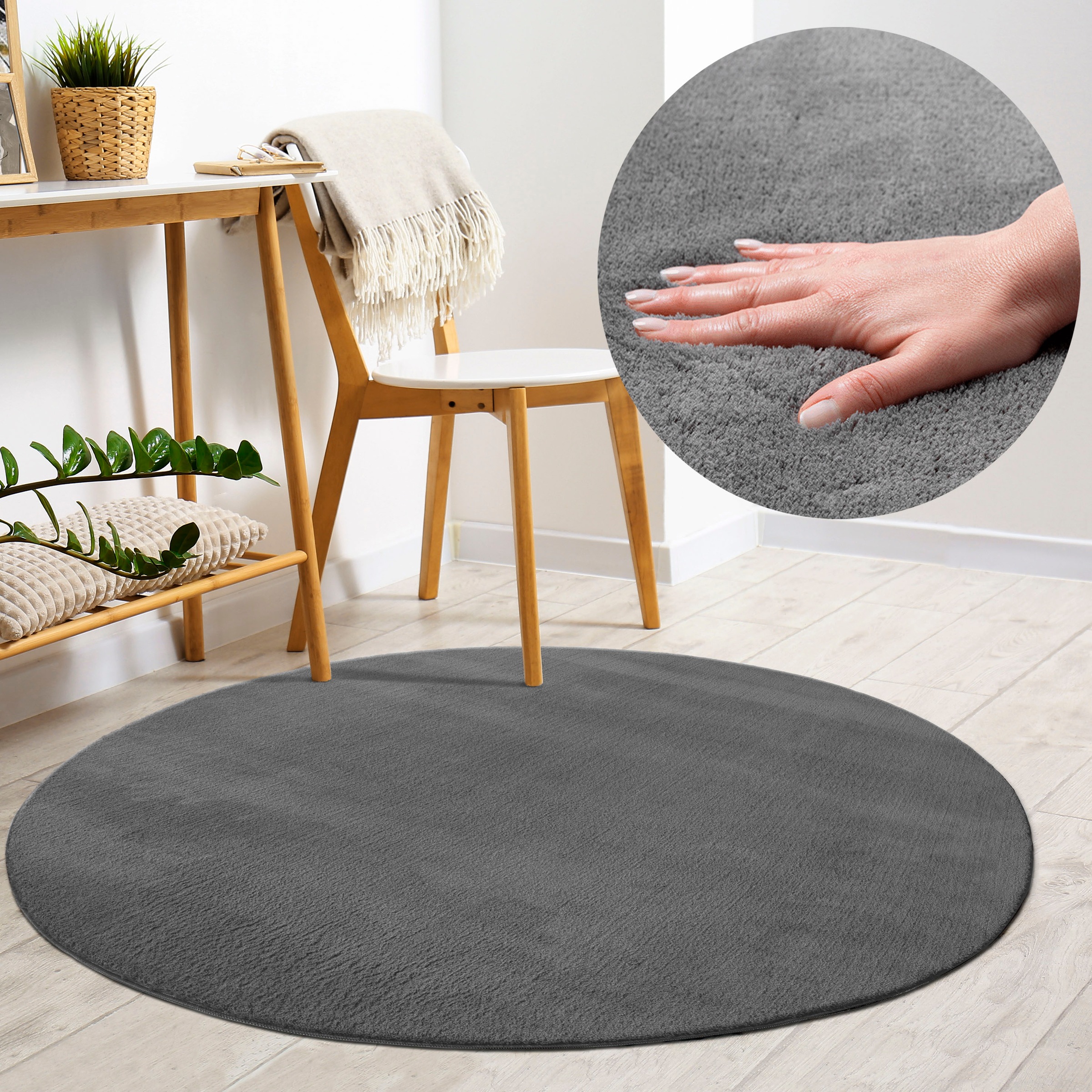 merinos Teppich »Loft 37« rund 16 mm Höhe Kunstfellteppich besonders weich und kuschelig, Fell Haptik