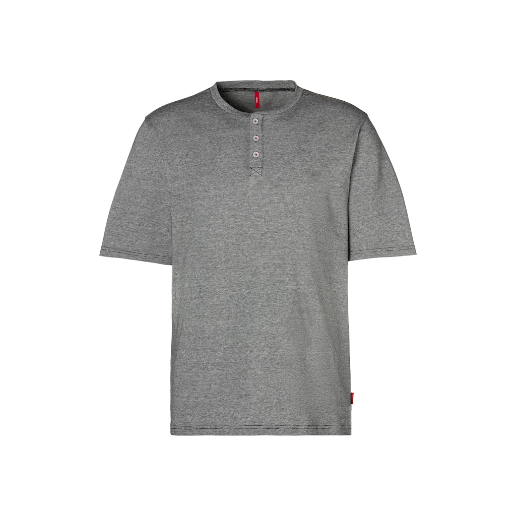 s.Oliver Pyjama, (2 tlg., 1 Stück), Oberteil in Melange-Optik mit Knopfleiste