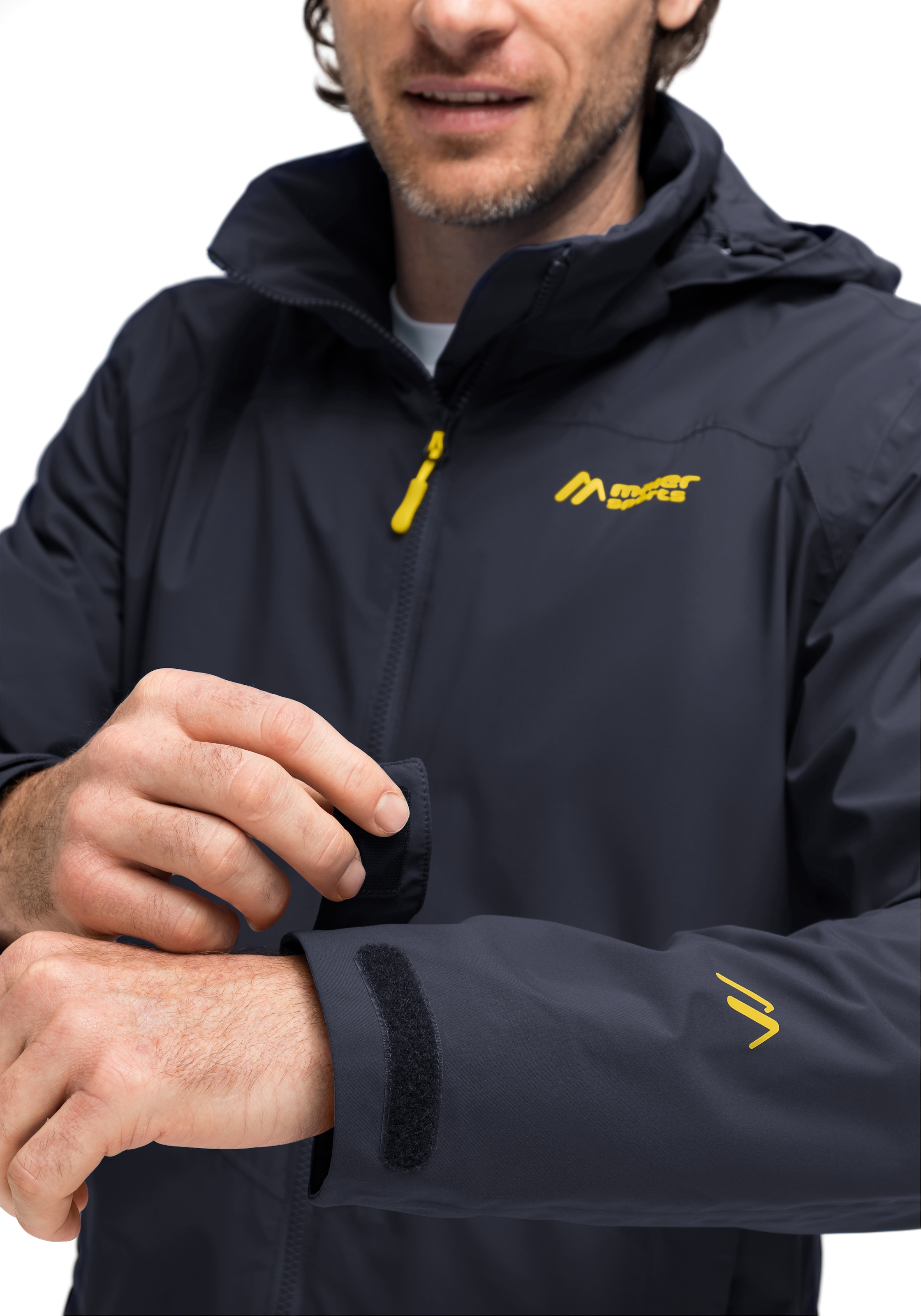Maier Sports Outdoorjacke »Metor rec M«, Herren Regenjacke wasserdicht mit Kapuze, 2 Taschen außen, Innentasche