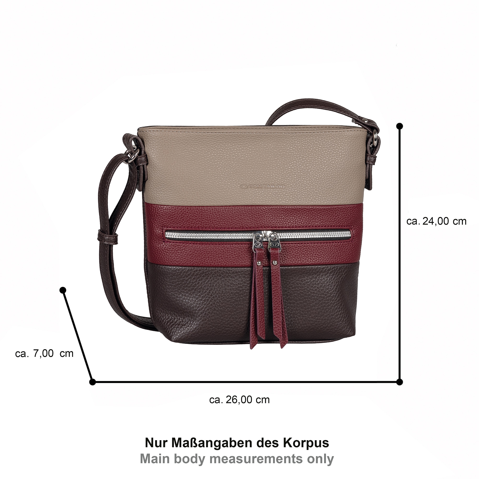 TOM TAILOR Umhängetasche »Ellen« Damen Schultertasche, mit hochglänzendem Reißverschluss-Eyecatcher