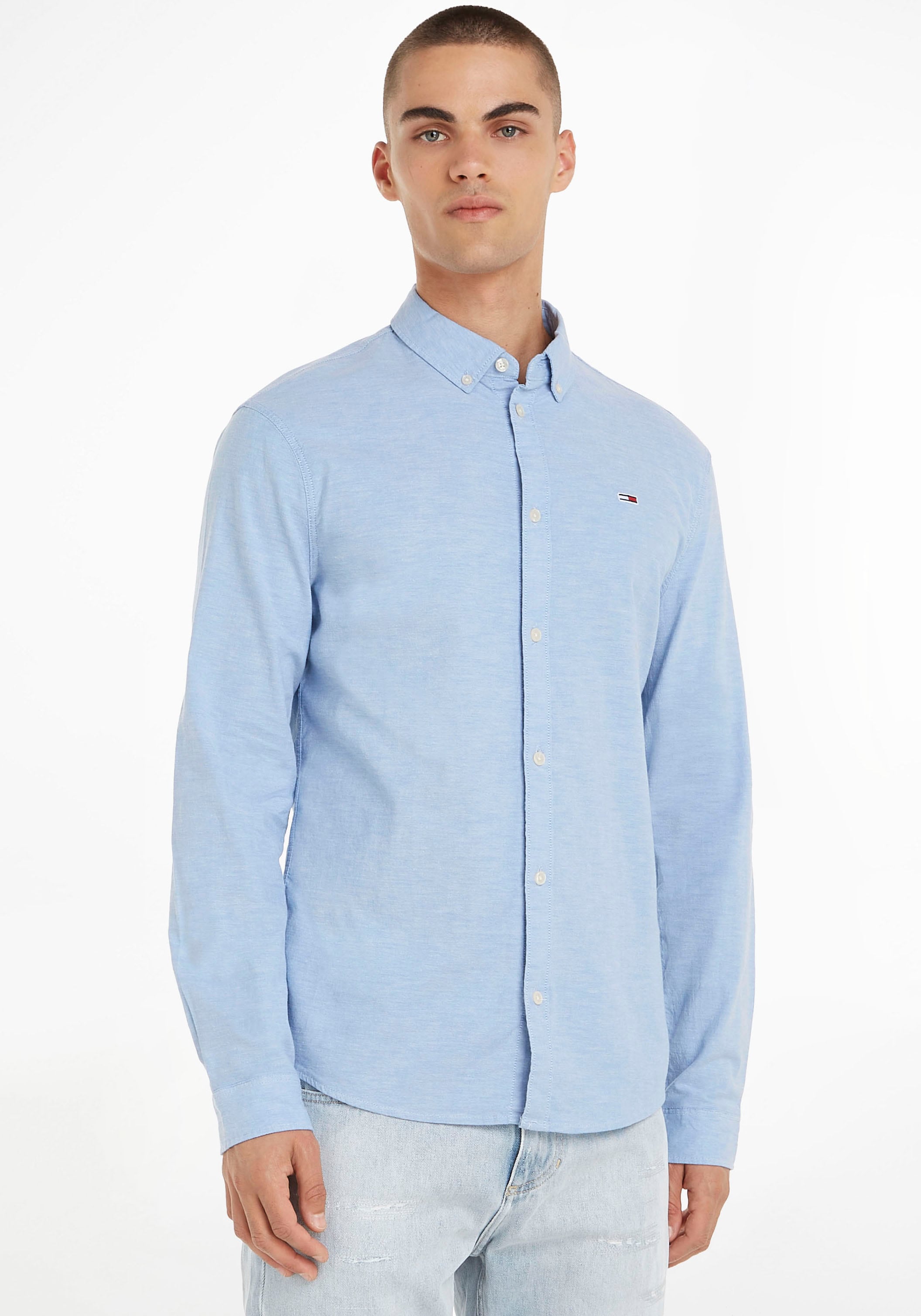 Langarmhemd »TJM Slim Stretch Oxford Shirt«, mit Flaglabel auf der Brust