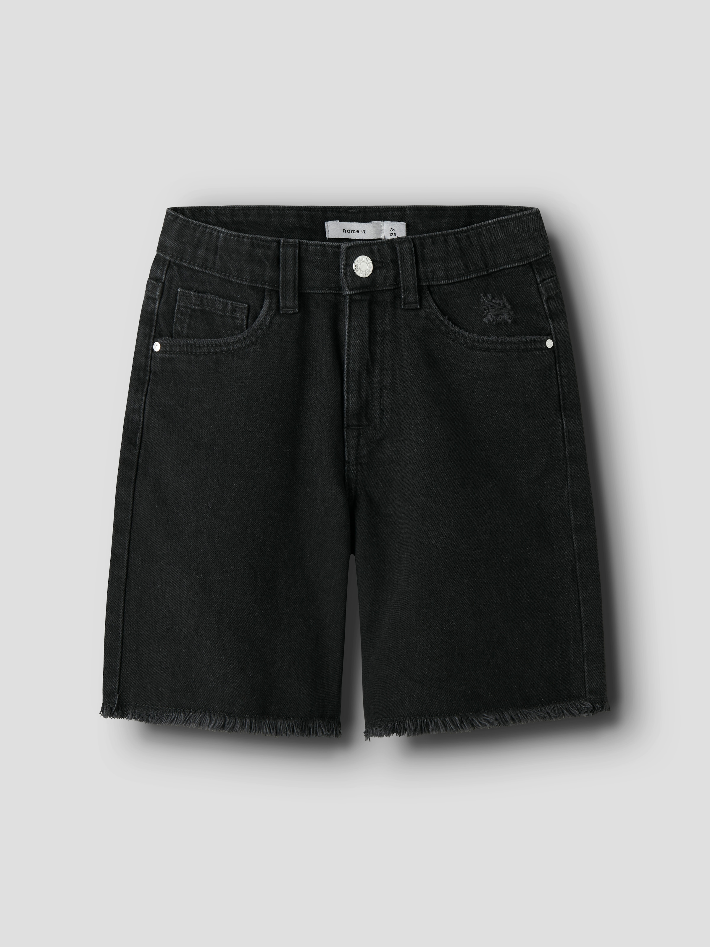 Name It Jeansbermudas »NKFBELLA HW WIDE DNM SHORTS 1488-BE NOOS« Baumwolle, ausgefranster Saum