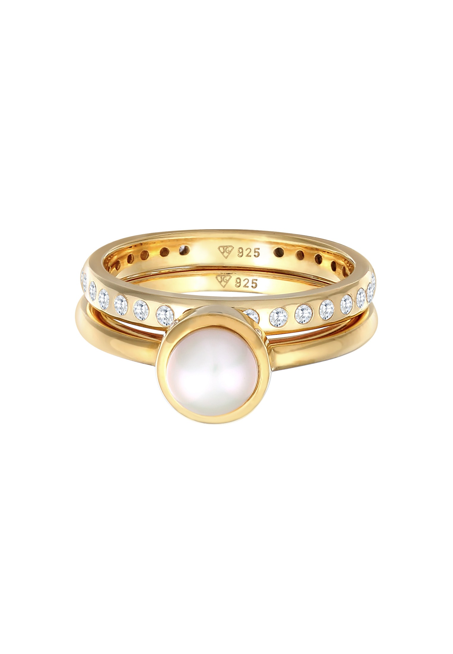 Nenalina Ring-Set »Ring Süßwasserperle Eternity Zirkonia 2er Set 925«