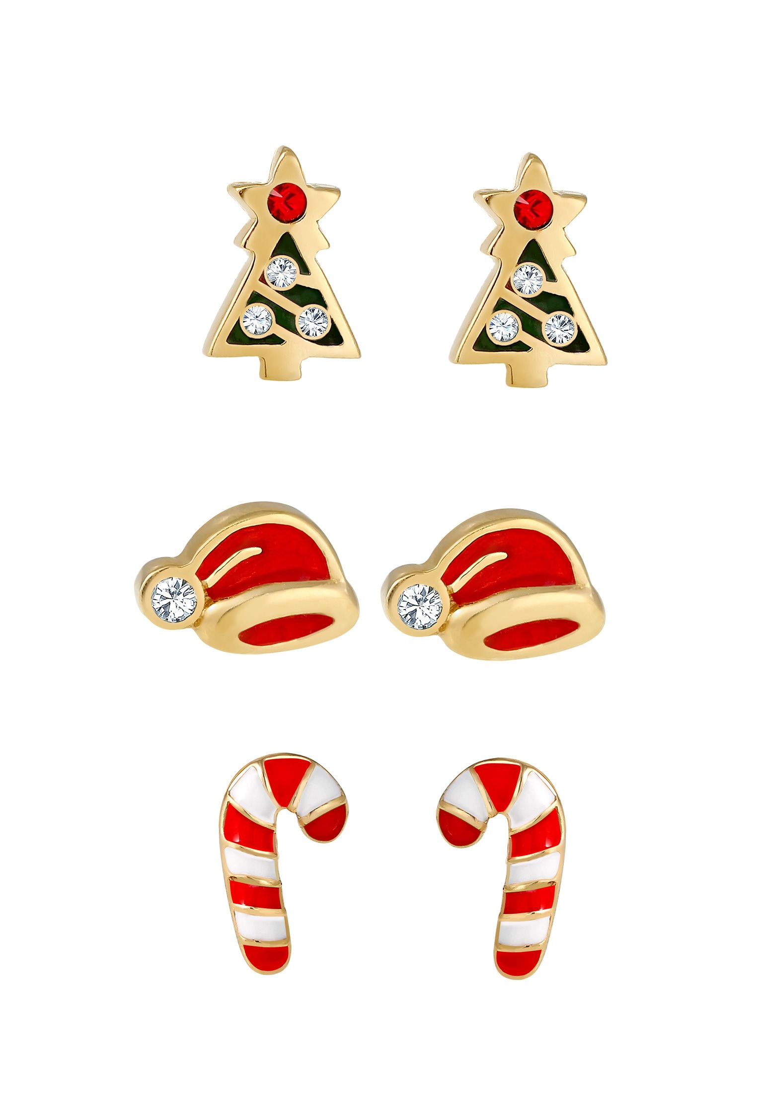 Elli Ohrstecker-Set »Ohrringe X-mas 3er Set Kristalle Süß 925 Silber«