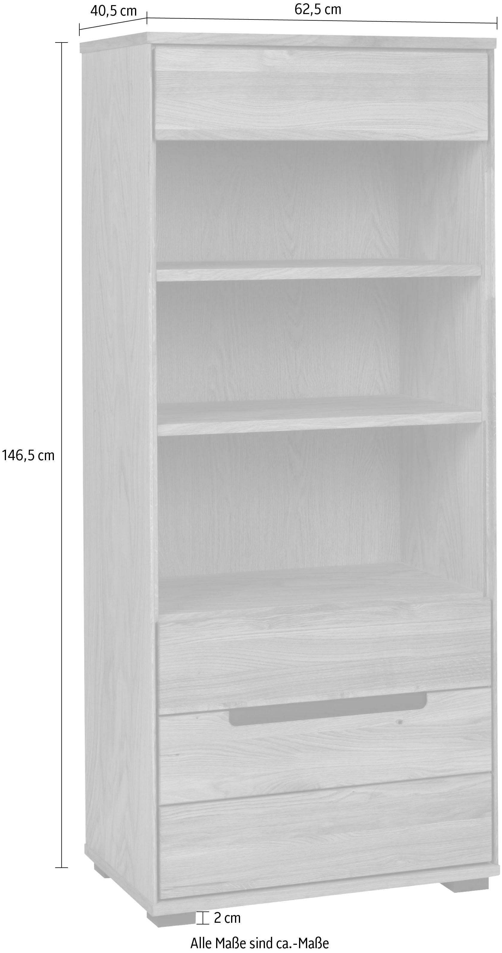 Home affaire Vitrine »Vitrine LOLA B/T/H: 62,5/40,5/146,5cm« Eiche teilmassiv, Türen mit dampfer