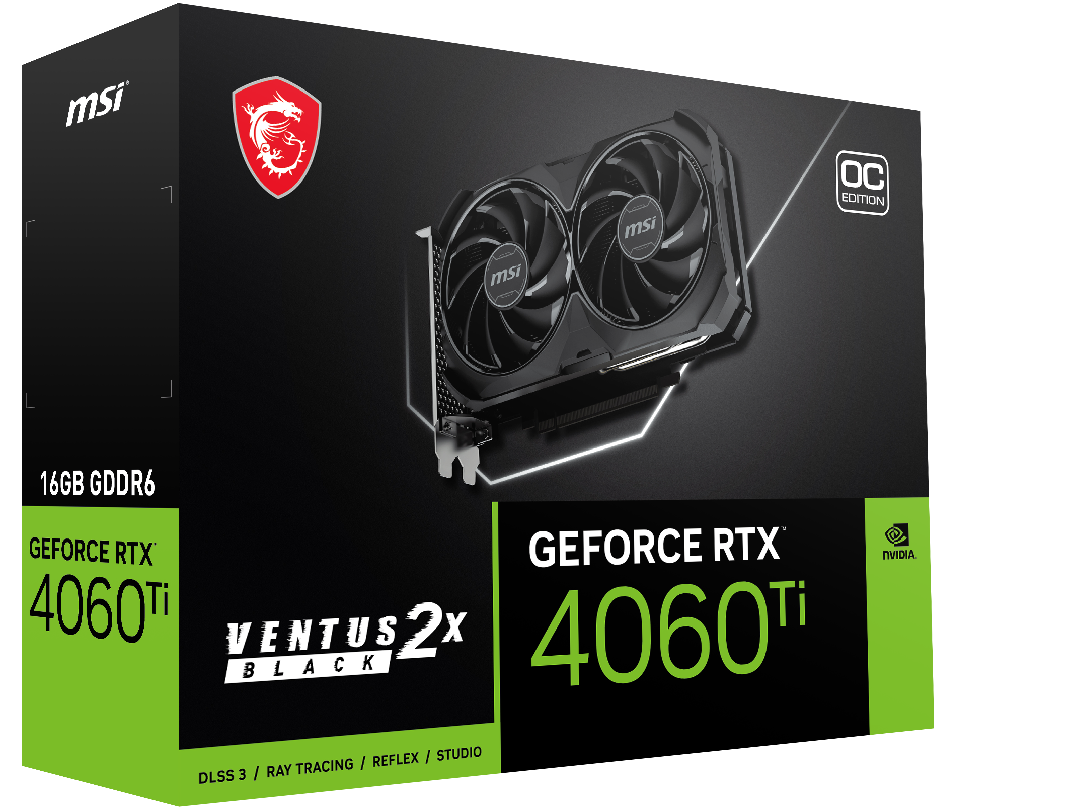 MSI Grafikkarte »RTX 4060 Ti VENTUS 2X BLACK 16G OC«, 16 GB, GDDR6