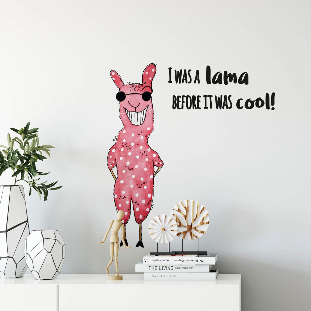»Lebensfreude bestellen Lama«, - cooles (1 St.) Wandtattoo bequem Wall-Art