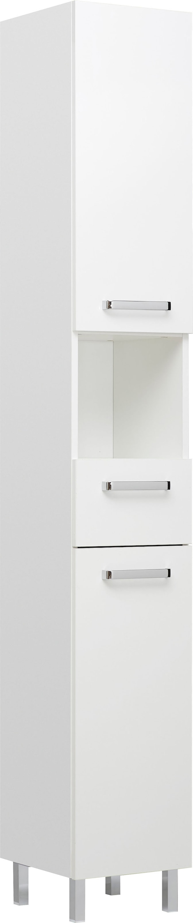 Saphir Badmöbel-Set »Quickset 5-teilig, Keramik-Waschtisch mit LED-Spiegelschrank«, (6 St.), mit Hochschrank, Unterschrank, Hängeschrank, 7 Türen, inkl. Türdämpfer