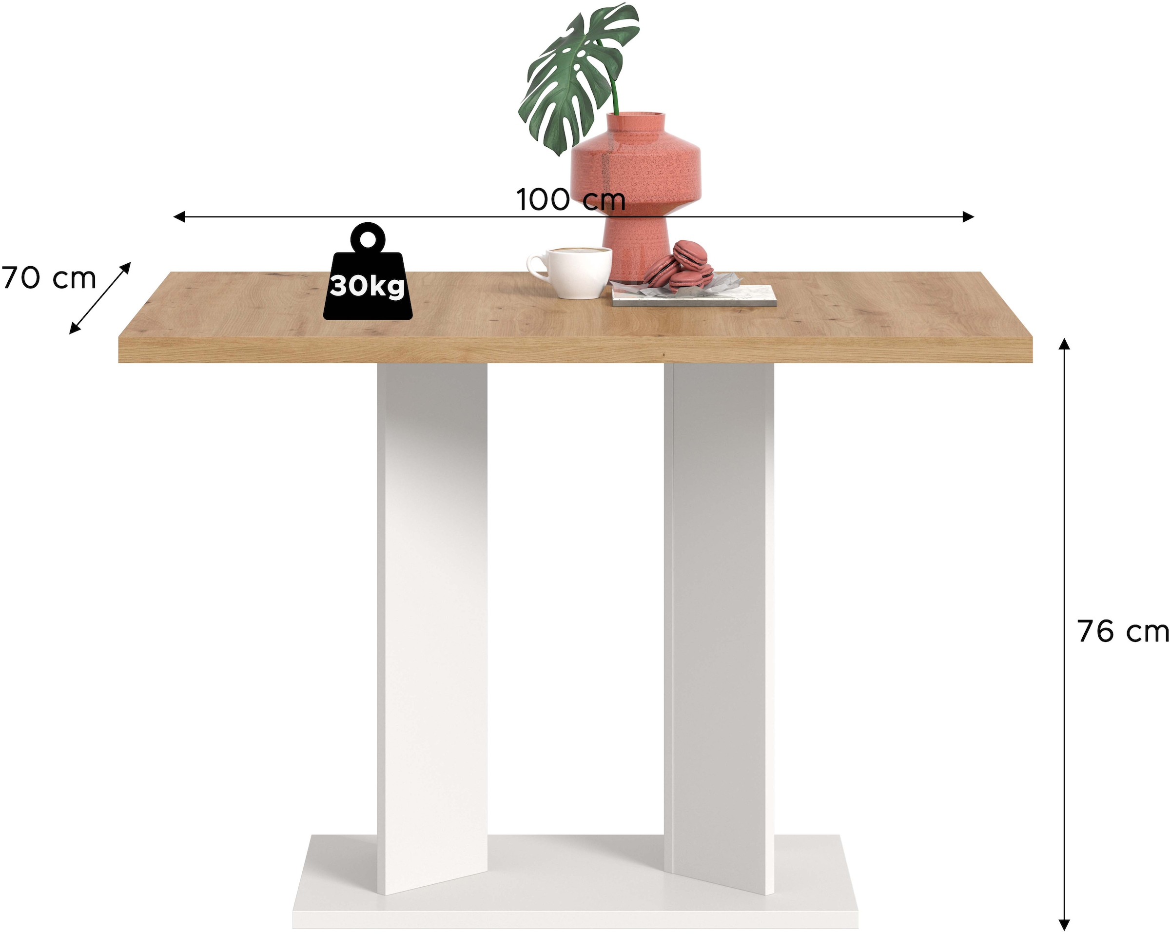 Home affaire Esstisch »GERO, 110x76x70 cm, mit Säulengestell« in verschiedenen Ausführungen erhältlich, 1 Stk. tlg. Tisch, Esstisch, Esszimmer, Esszimmertisch, Küchetisch, Bartisch