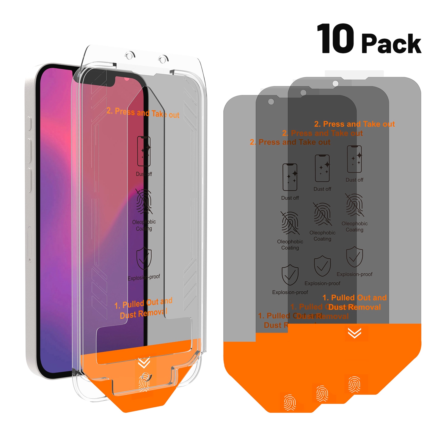 4smarts Displayschutzglas »Second Glass Privacy (10x) Service Kit für Apple iPhone 16e«, für Apple iPhone 16e, Displayschutzfolie, Schutzfolie, Bildschirmschutz, kratz- & stoßfest