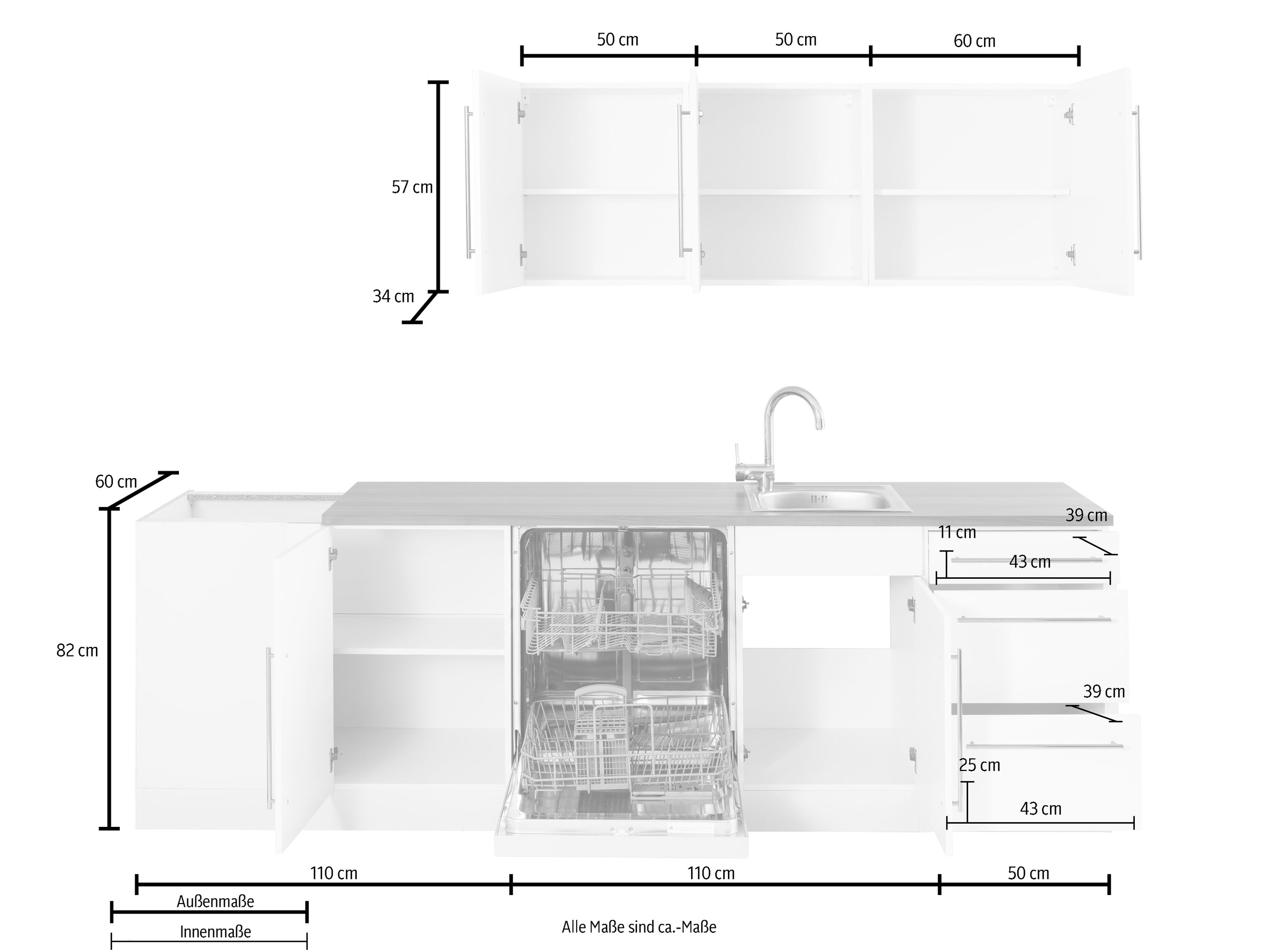KOCHSTATION Winkelküche »KS-Samos«, Stellbreite 260x270 cm, wahlweise mit E-Geräten und Induktion