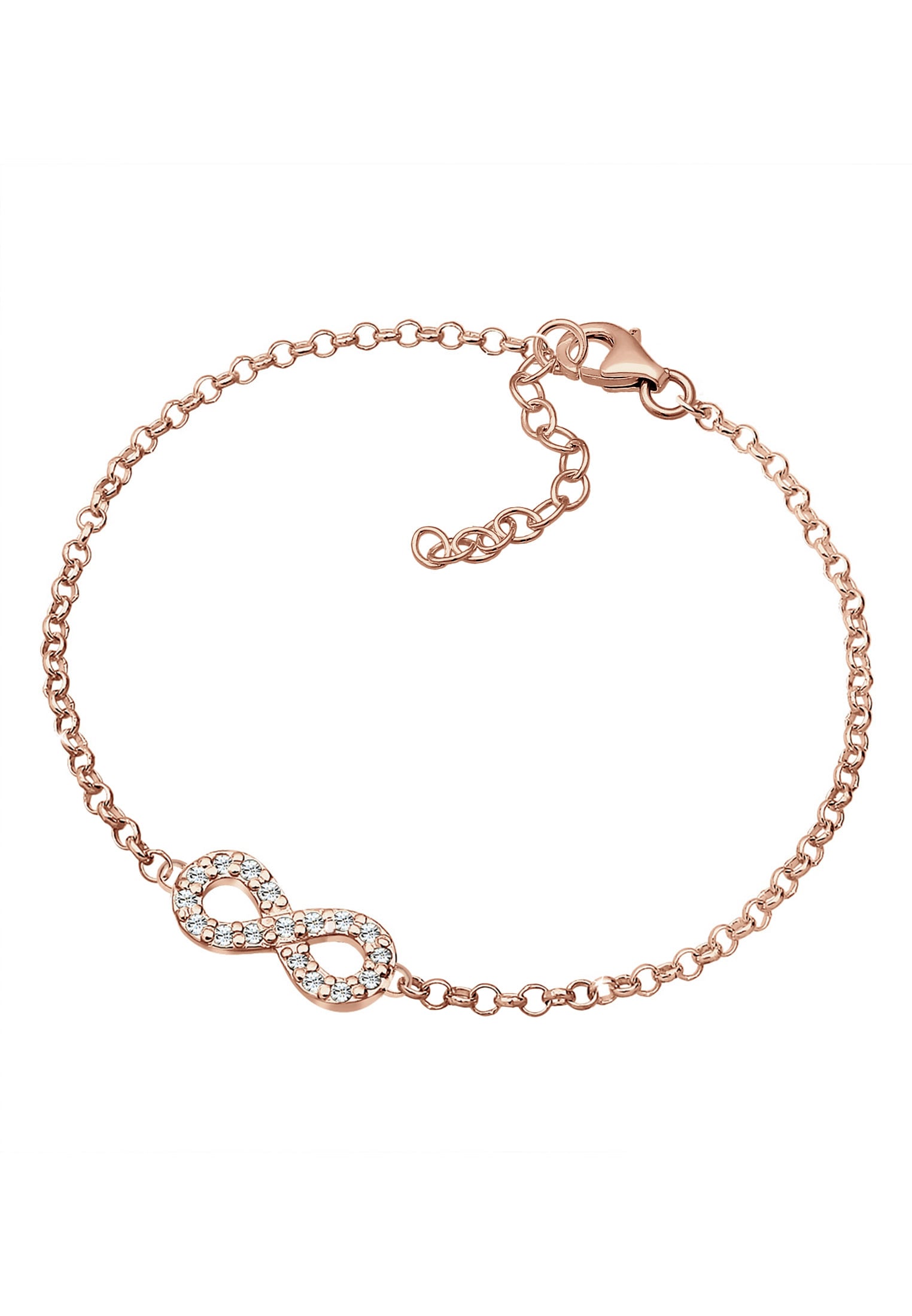 Elli Armkette »Armband Infinity Weiß 925 Silber Rosegold, mit Kristallen von Swarovski®«