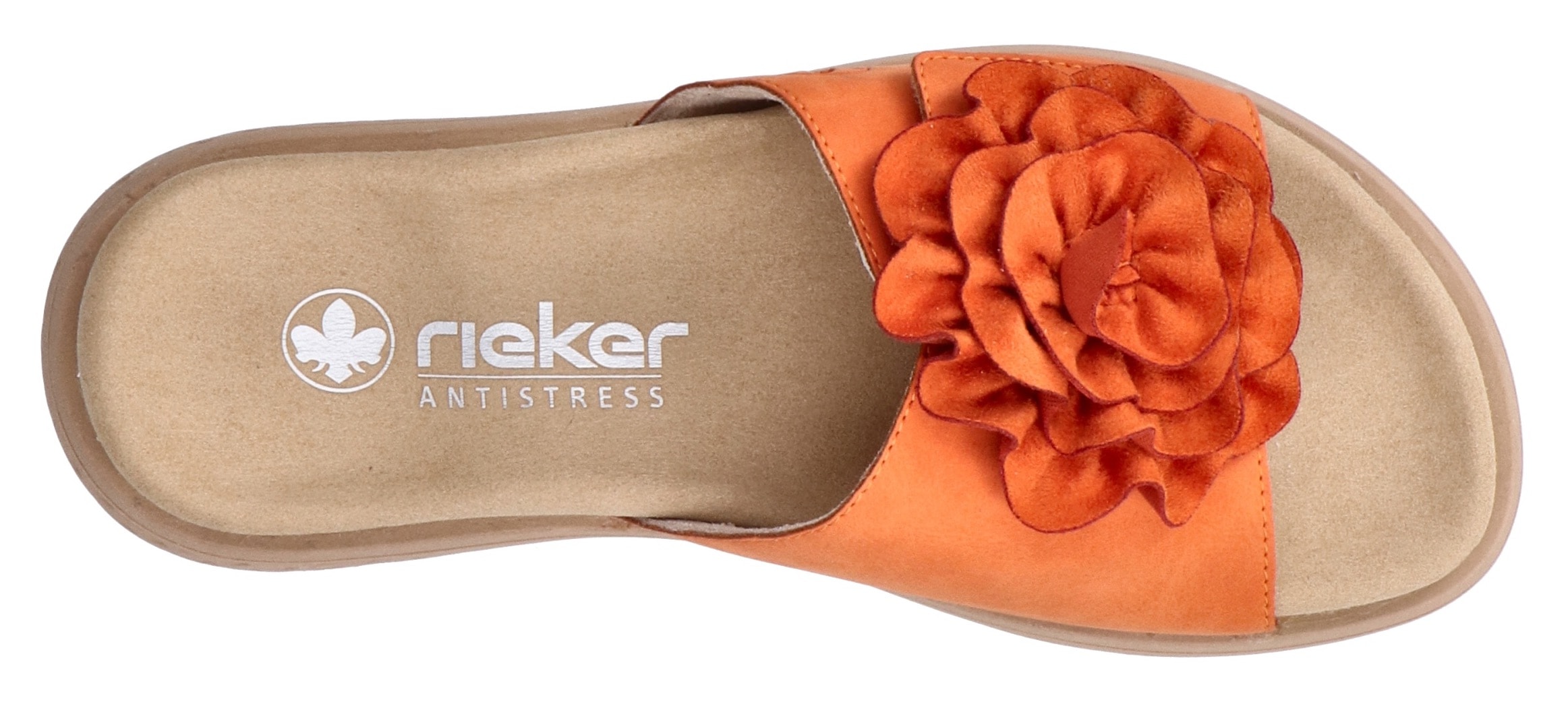 Rieker Pantolette, Sommerschuh, Hausschuh, Strandschuh mit bequemem Fußbett