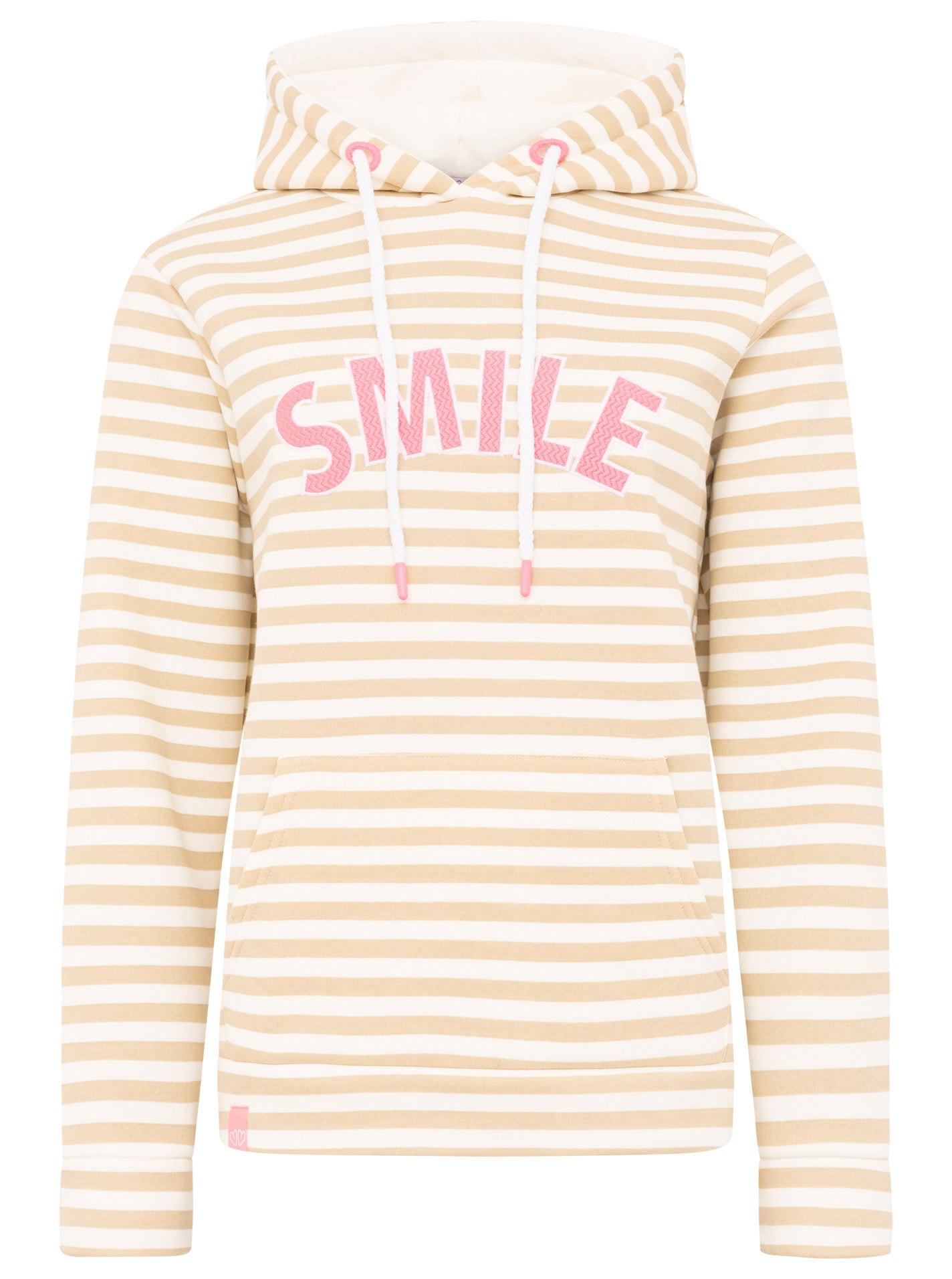 Zwillingsherz Kapuzensweatshirt »"Streifen Smile"«, gestreift, große "SMILE"- Stickerei, Kängurutasche