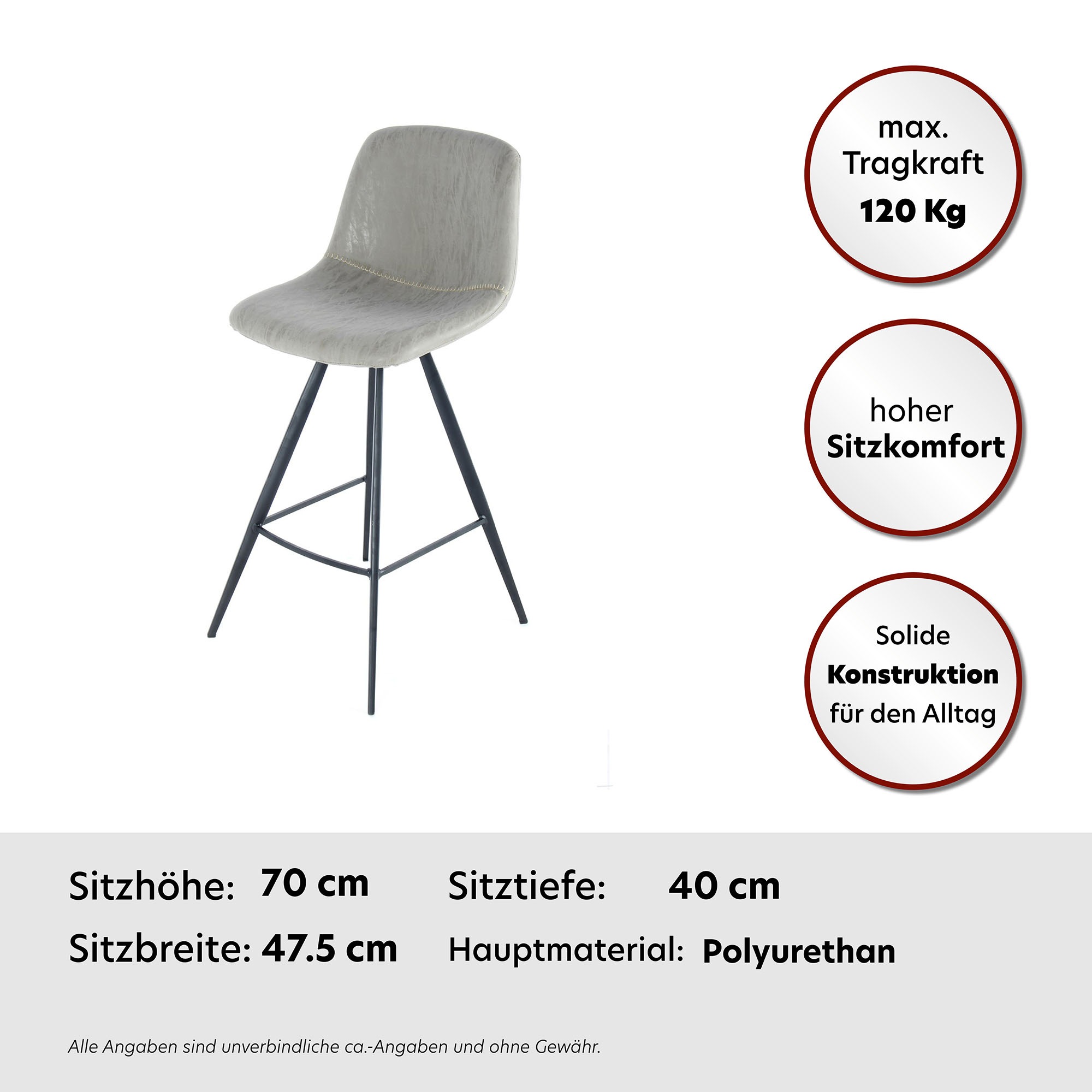 Kayoom Hochstuhl »Barstuhl Samantha 325 2er-Set, 2er-Set Barhocker«, (Set), 2 St., schlicht, bequem, niedrige Rückenlehne, zeitloses Design
