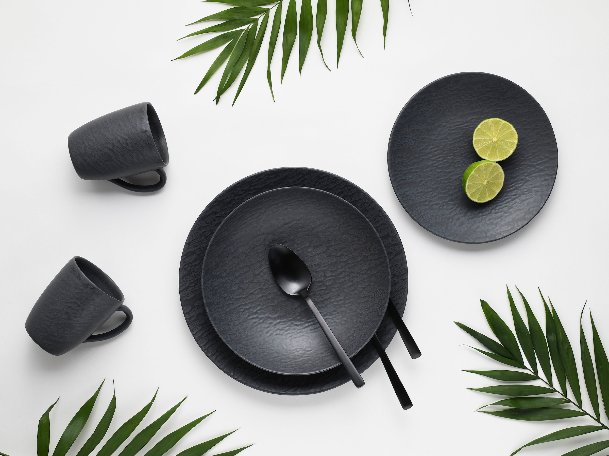 CreaTable Kombiservice »Schiefer Black«, (Set, 16 tlg.), robuste, kratzfeste, seidenmatte Glasur