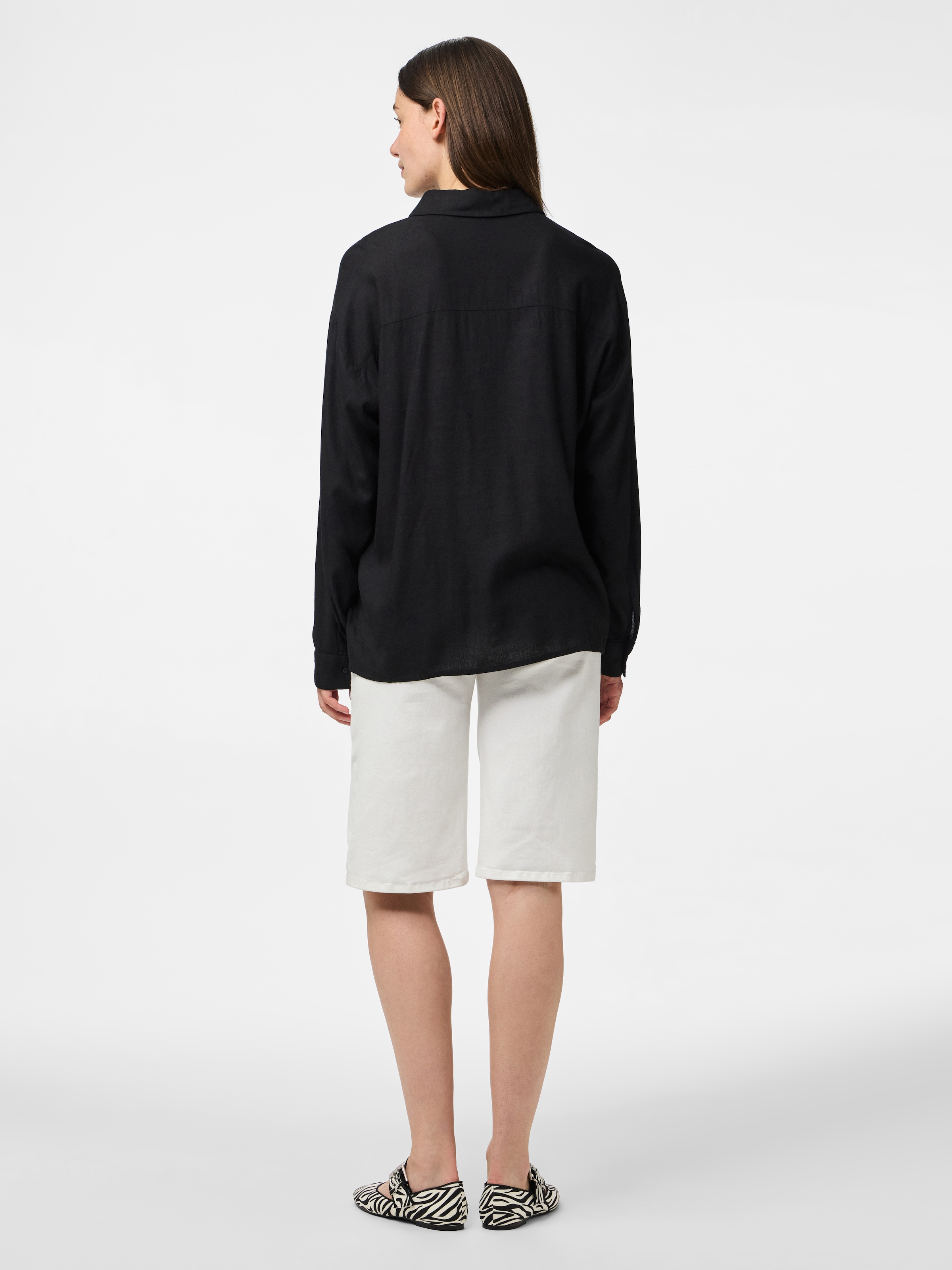 pieces Hemdbluse »PCPIA LS LOOSE SHIRT WVN NOOS«, mit Leinen