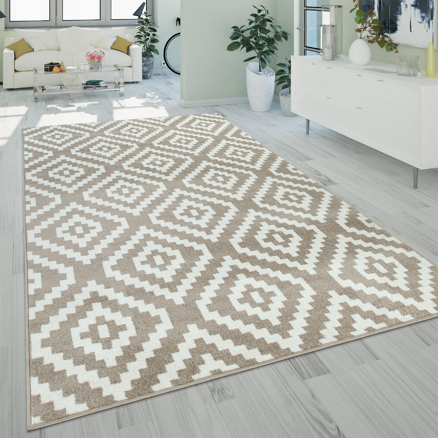 Paco Home Teppich »Stella Farben, Rauten rechteckig, Kurzflor, 400«, Design, Wohnzimmer Pastell