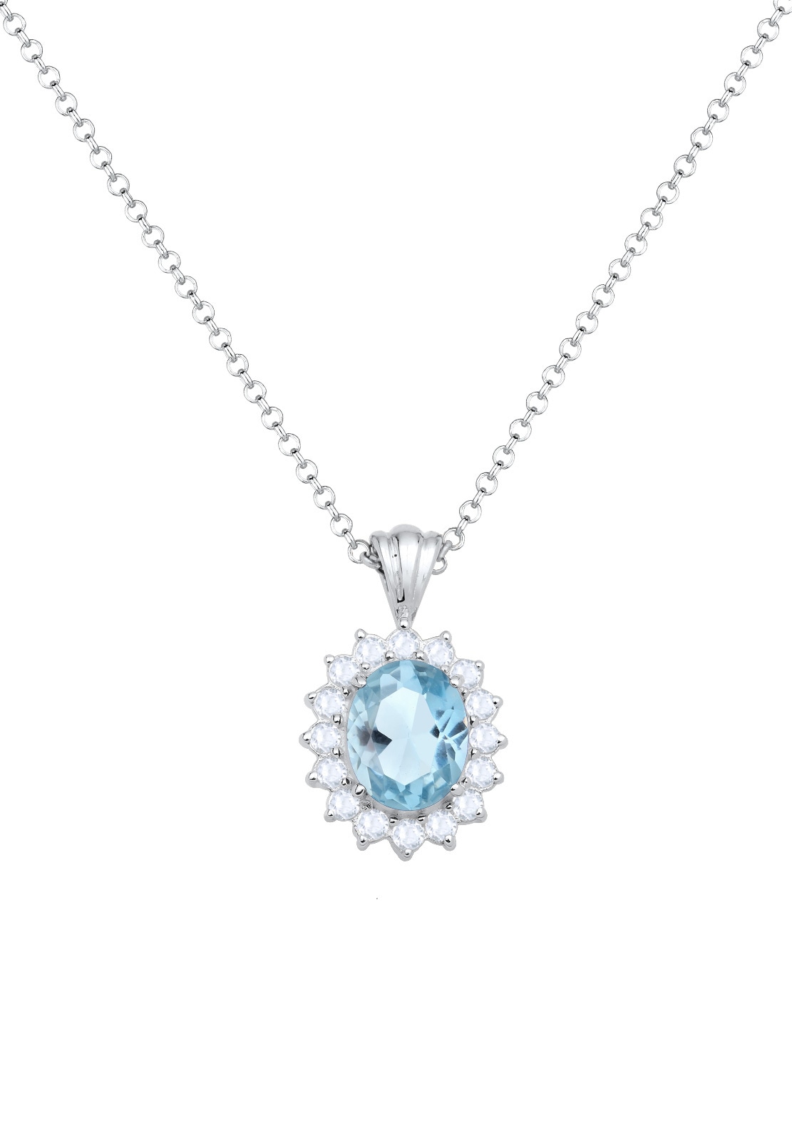 Elli Silberkette »Halskette Topas Hellblau Diamantschliff 925 Sterling Silber«