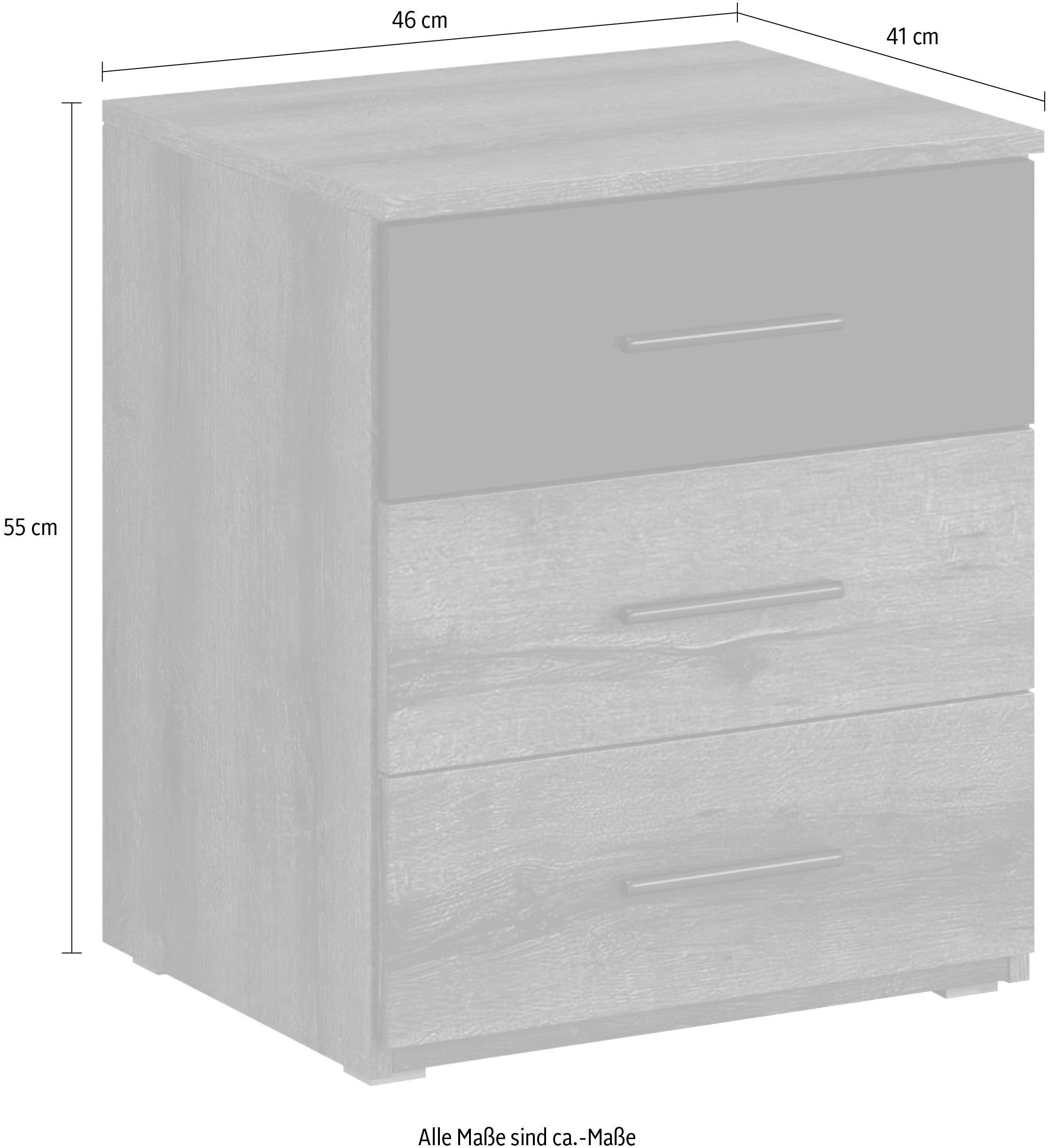 Home affaire Nachtkommode »Beta Breite 46 cm, moderner Nachtschrank«, Nachttisch, Nachtkonsole mit 3 Schubladen