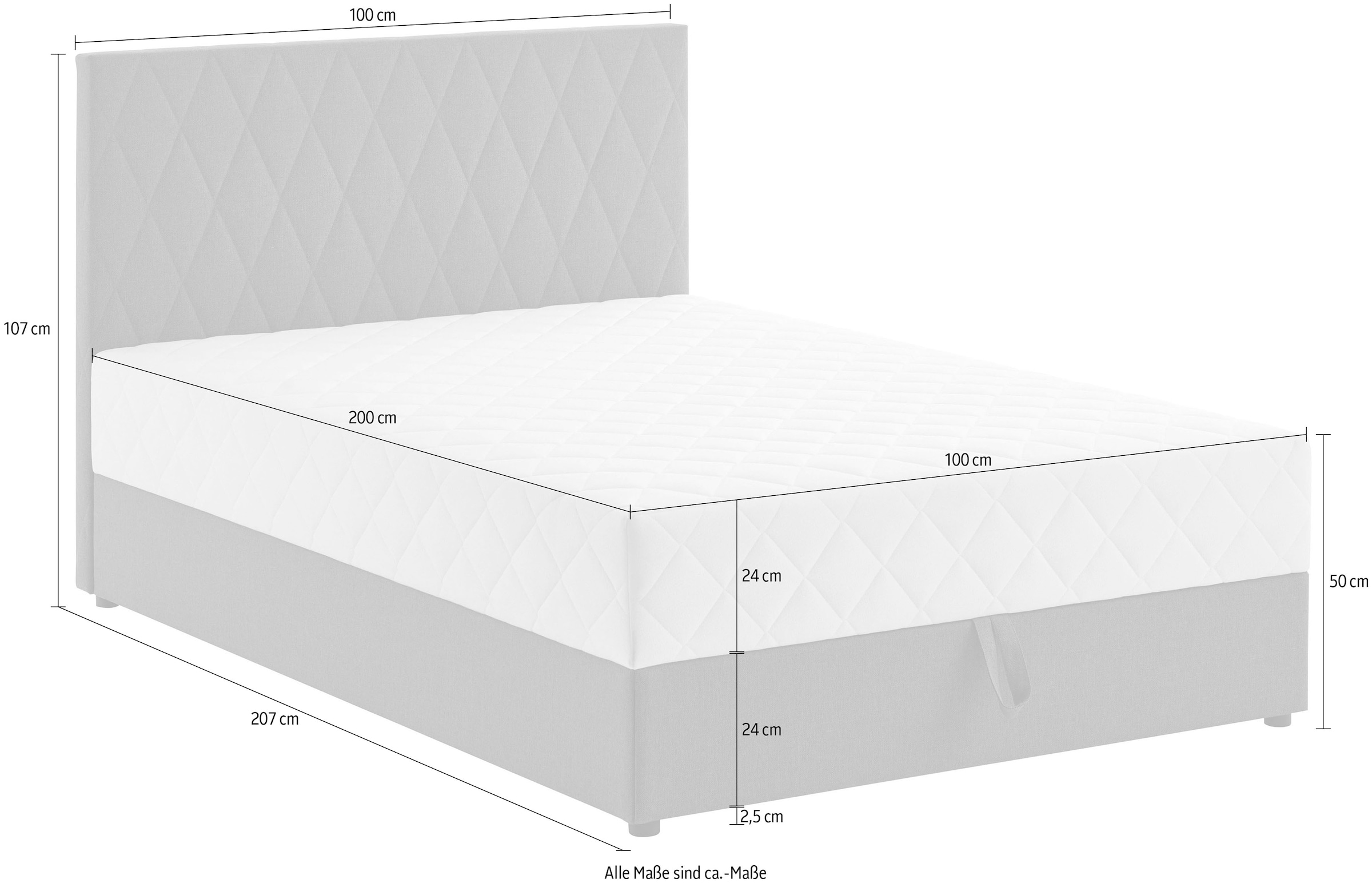 ATLANTIC home collection Boxbett »"Benita", inkl. Bettkasten« erhältlich in verschiedenen Größen, inkl. Taschen-Federkernmatratze