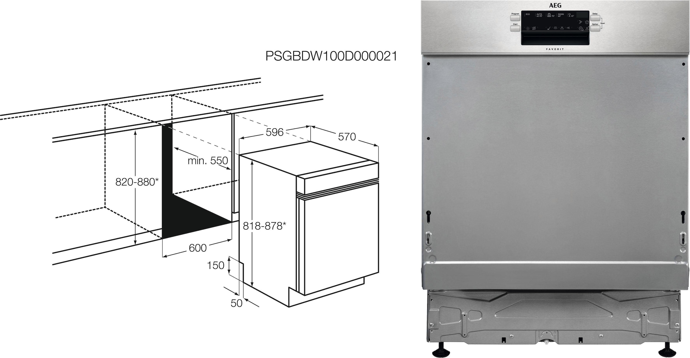 AEG Unterbaugeschirrspüler »FUE53610ZM«, 13 Maßgedecke, mit AirDry - Technologie