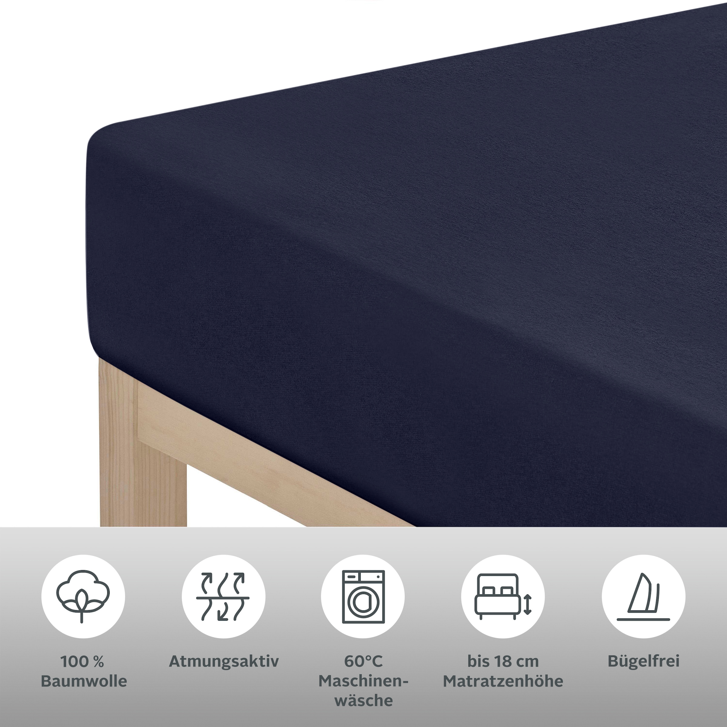 OTTO home Spannbettlaken »PHYSALIS Comfort 100% Baumwolle, 150 g/m²« Bettlaken bis 20 cm Matratzenhöhe, weich, bügelfrei, optimaler Sitz