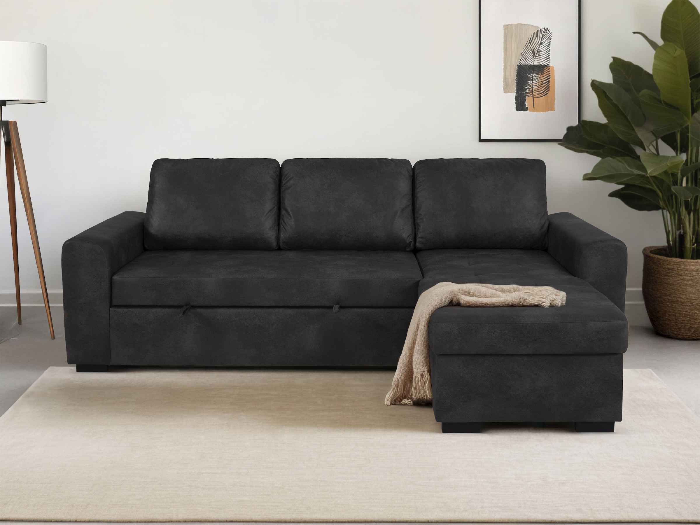OTTO home Ecksofa "Poll L-Form, B: 245 cm" mit Schlaffunktion & Bettkasten