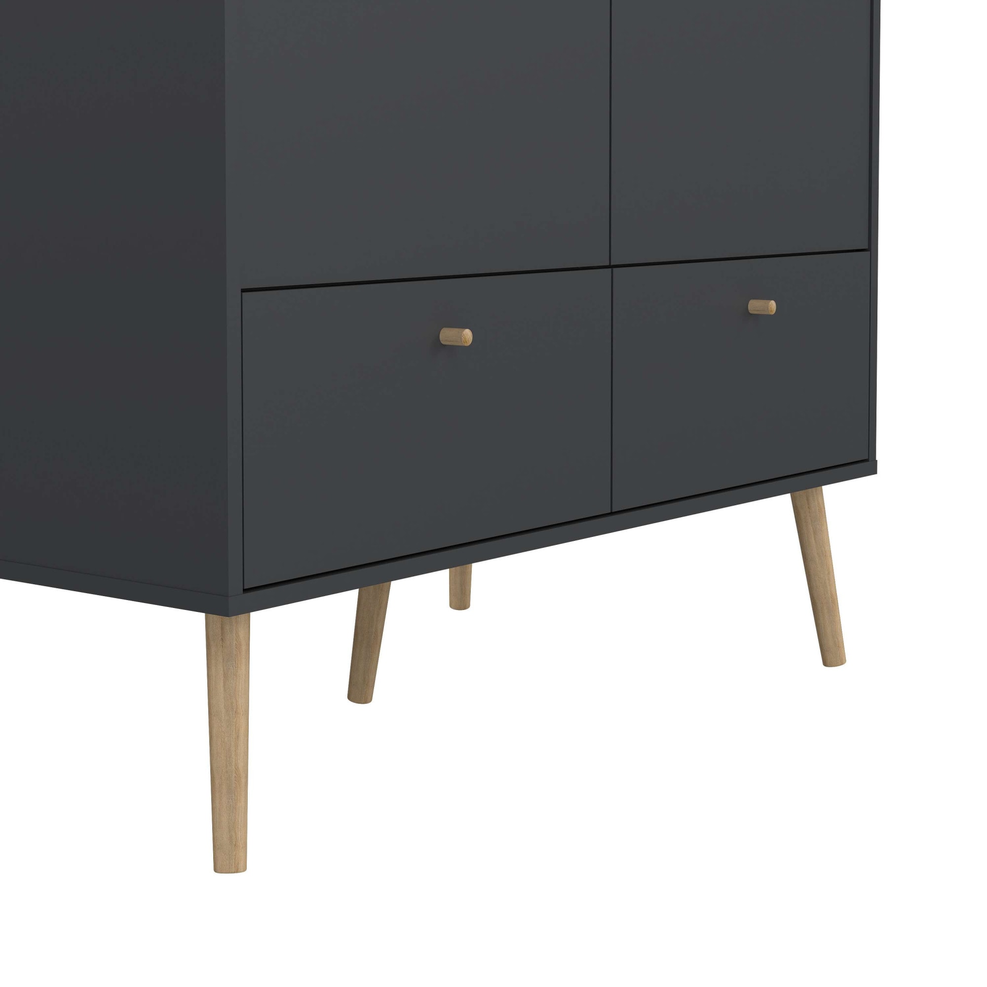 andas Kleiderschrank »Bodo, Drehtürenschrank, Aufbewahrung Kasten Schrank Stauraum«, 2 Türen, 2 Schubladen, Beine und Griffe Massivholz, Breite 99 cm