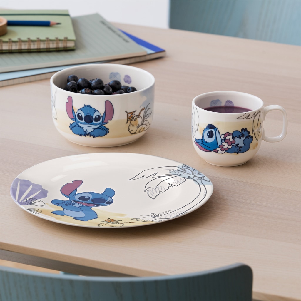 Villeroy & Boch Kindergeschirr-Set »Kindergeschirr-Set Disney Stitch 3er Set bunt« Spülmaschinenfest, Mikrowellensicher