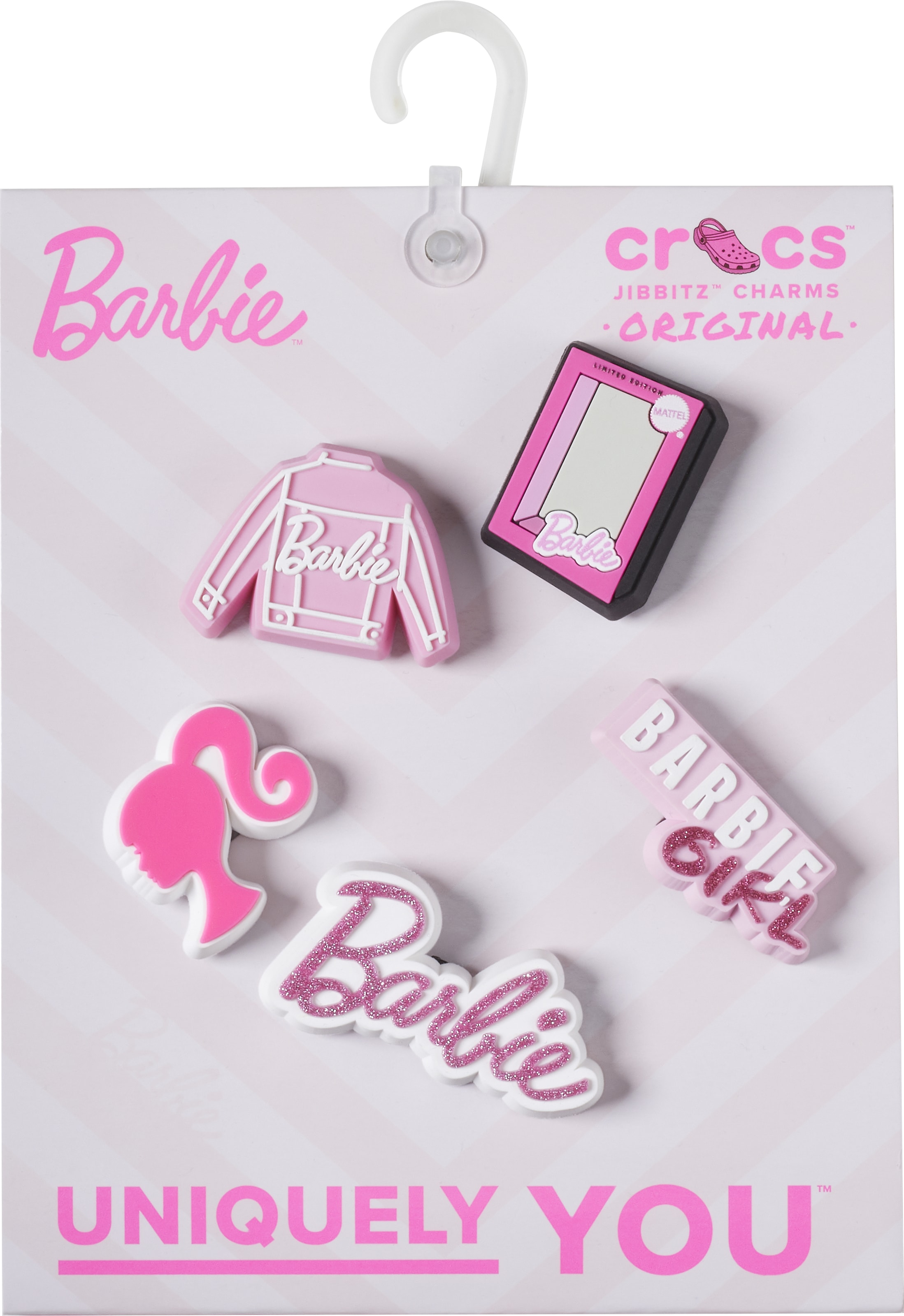 Crocs Schuhanstecker »Jibbitz™ Barbie«, (Set, 5 tlg., Kein Spielzeug. Nicht für Kinder unter 3 Jahren geeignet), mit verschiedenen Motiven