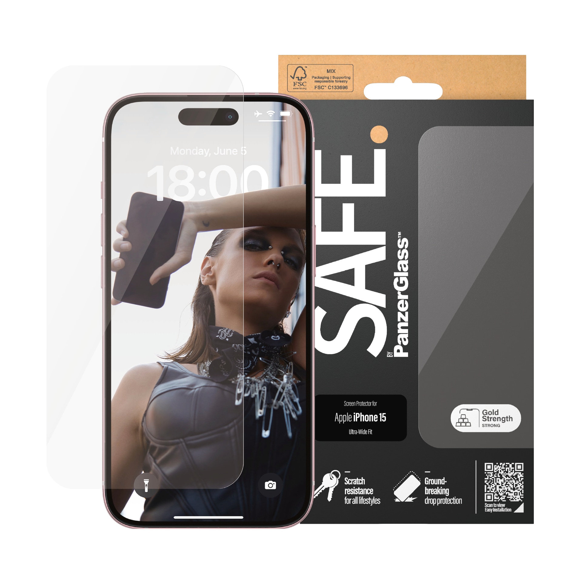 PanzerGlass Kameraschutzglas »Screen Protector Glass«, für iPhone 15, Ultra Wide Fit