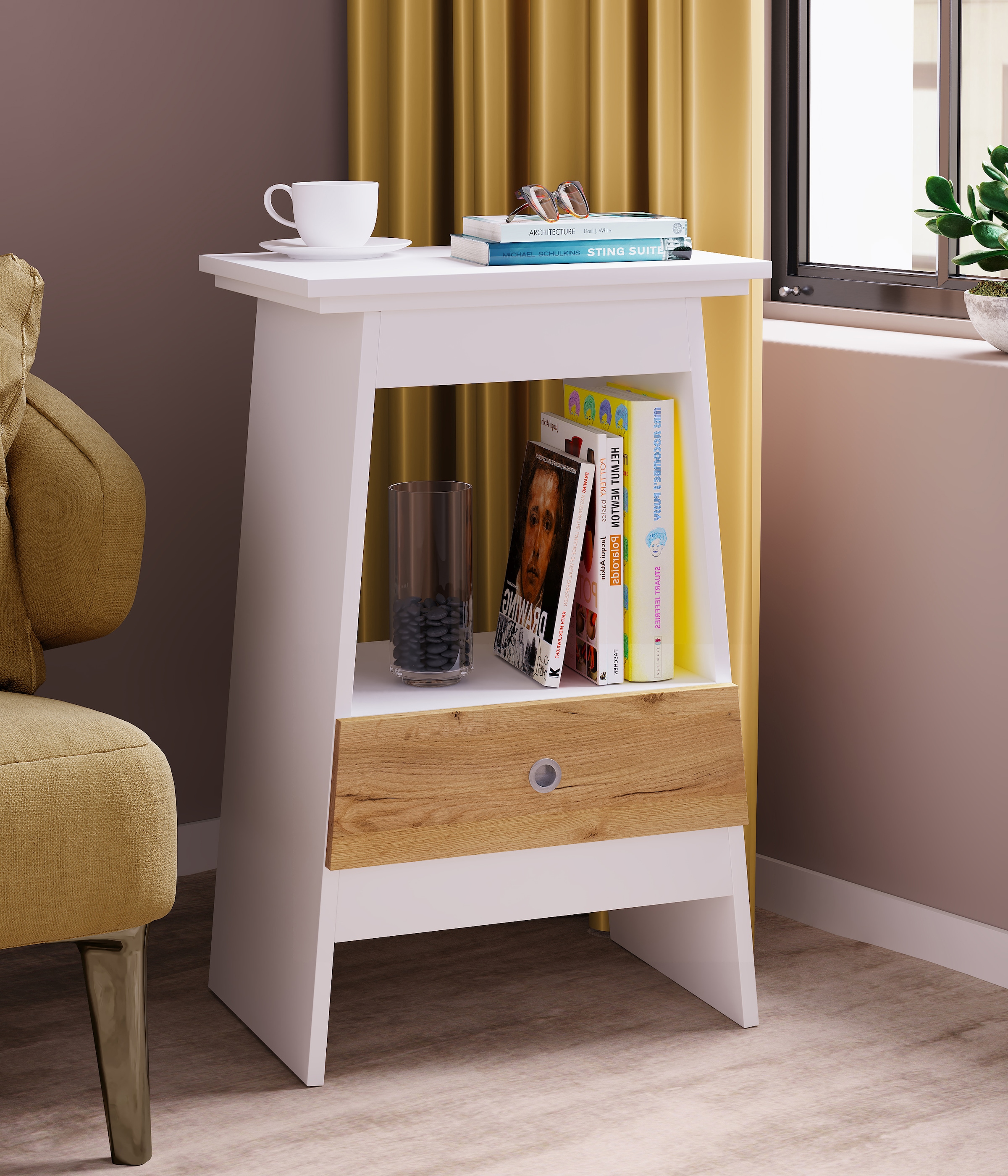 VCM Nachttisch »Holz Beistelltisch Nachttisch Schublade Spidali«