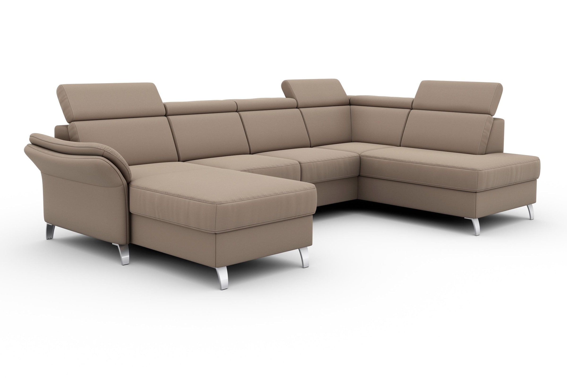 sit&more Wohnlandschaft »Vincenzo U-Form«, inklusive Kopfteilverstellung, wahlweise mit Bettfunktion, Bettkasten