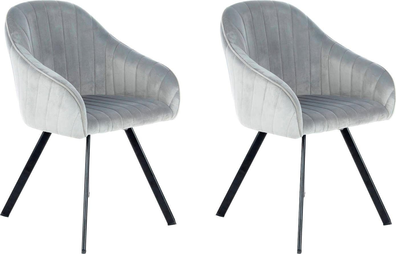 Kayoom Stuhl »Jodie 125 2er-Set, Sitzfläche mit Polsterung«, (Set), 2 St., samtweicher Bezug, bequem, einfarbiges Design