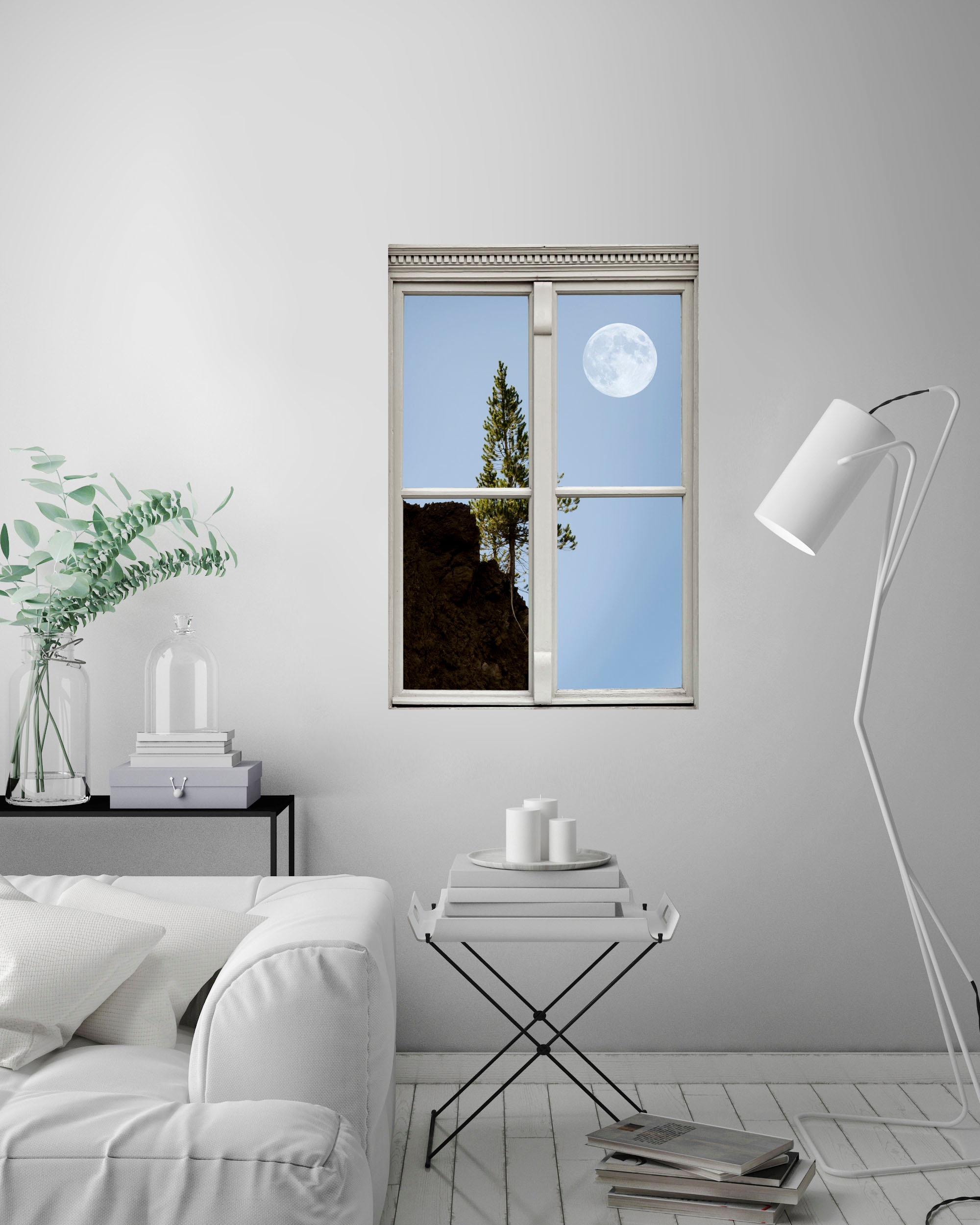 queence Wandsticker »Vollmond«, Wandsticker, Wandbild, selbstklebend, 3D, Fenster