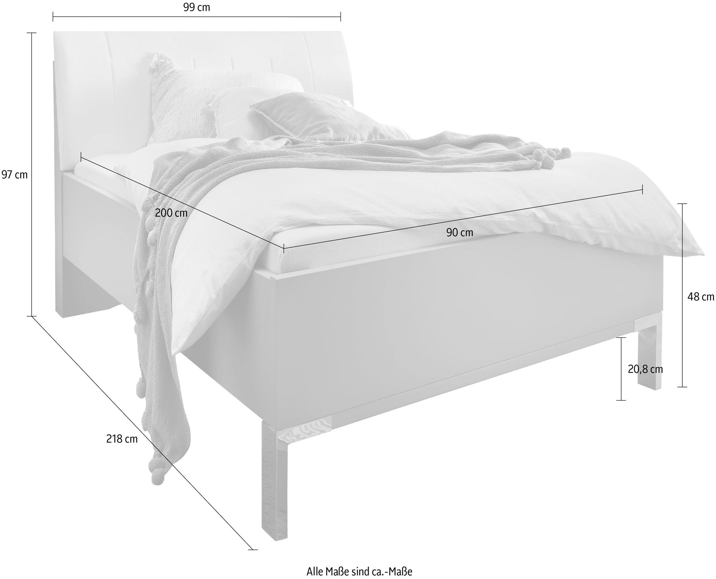 WIEMANN Futonbett »Monaco, Bettgestell, Bettrahmen, komfortables Polsterkopfteil« 4-fache Liegehöhenverstellung, MADE IN GERMANY,  Polsterkopfteil aus Kunstleder, verschiedene Größen, in Komforthöhe