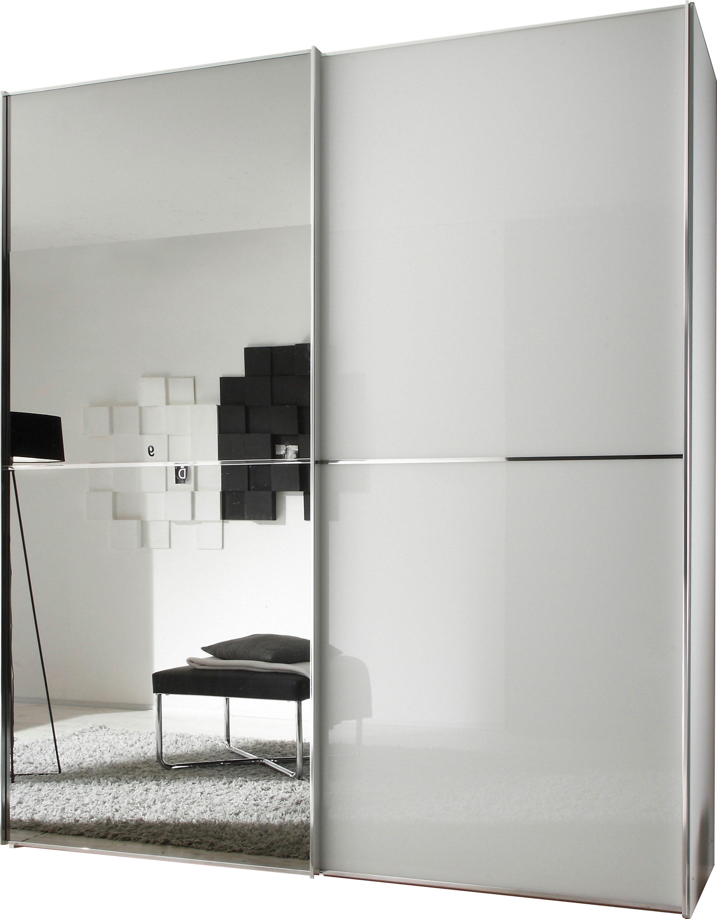 STAUD Schwebetürenschrank »Sinfonie Plus, edles Design in hochwertiger Qualität, Made in Germany« Glas und Spiegel-Frontkombination mit vier Ausstattungsvarianten