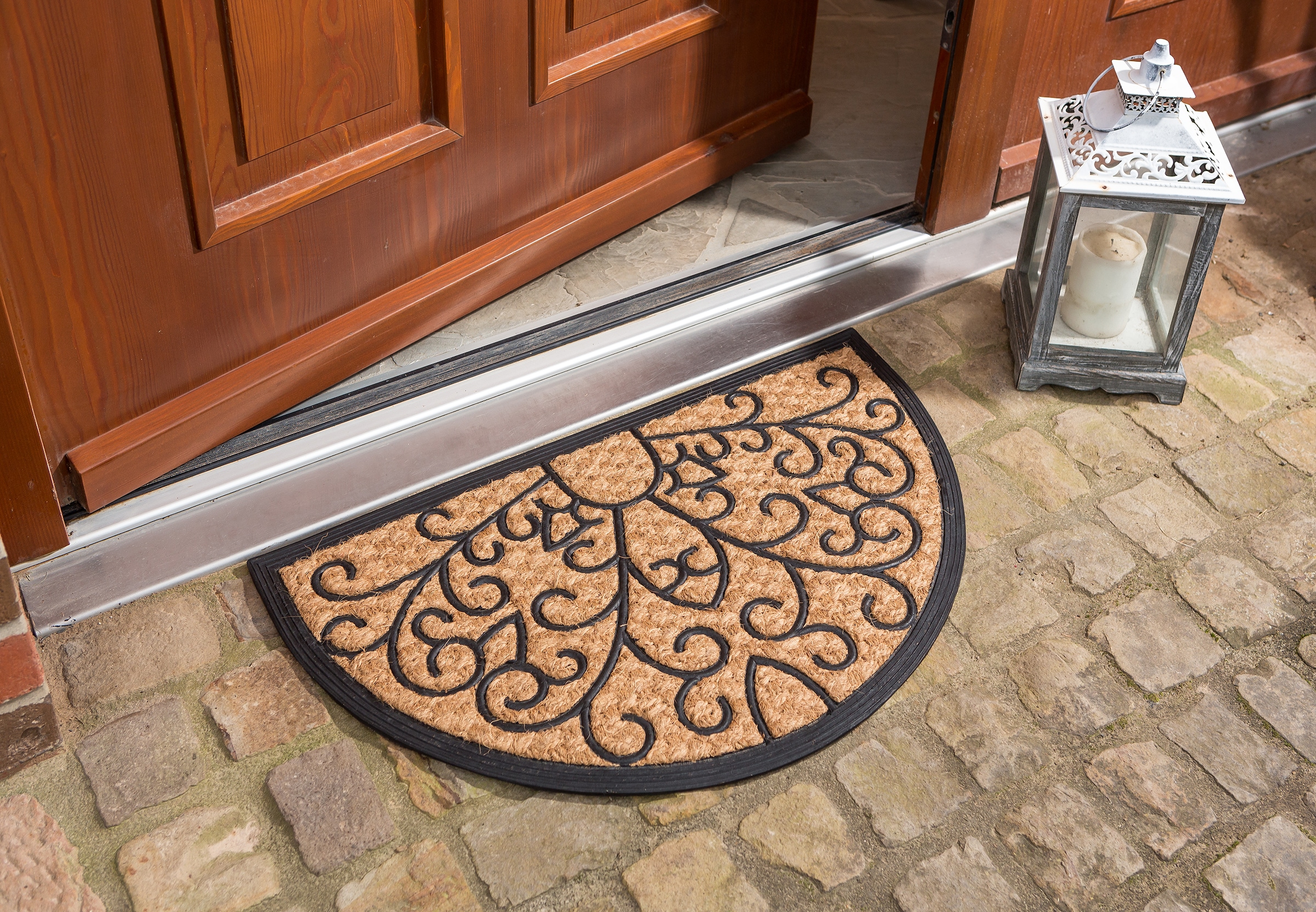 ASTRA Fußmatte »Coco Deluxe Light« halbrund 8 mm Höhe Türmatte, Kokos, rutschfest, schmutzabweisend, In und Outdoor